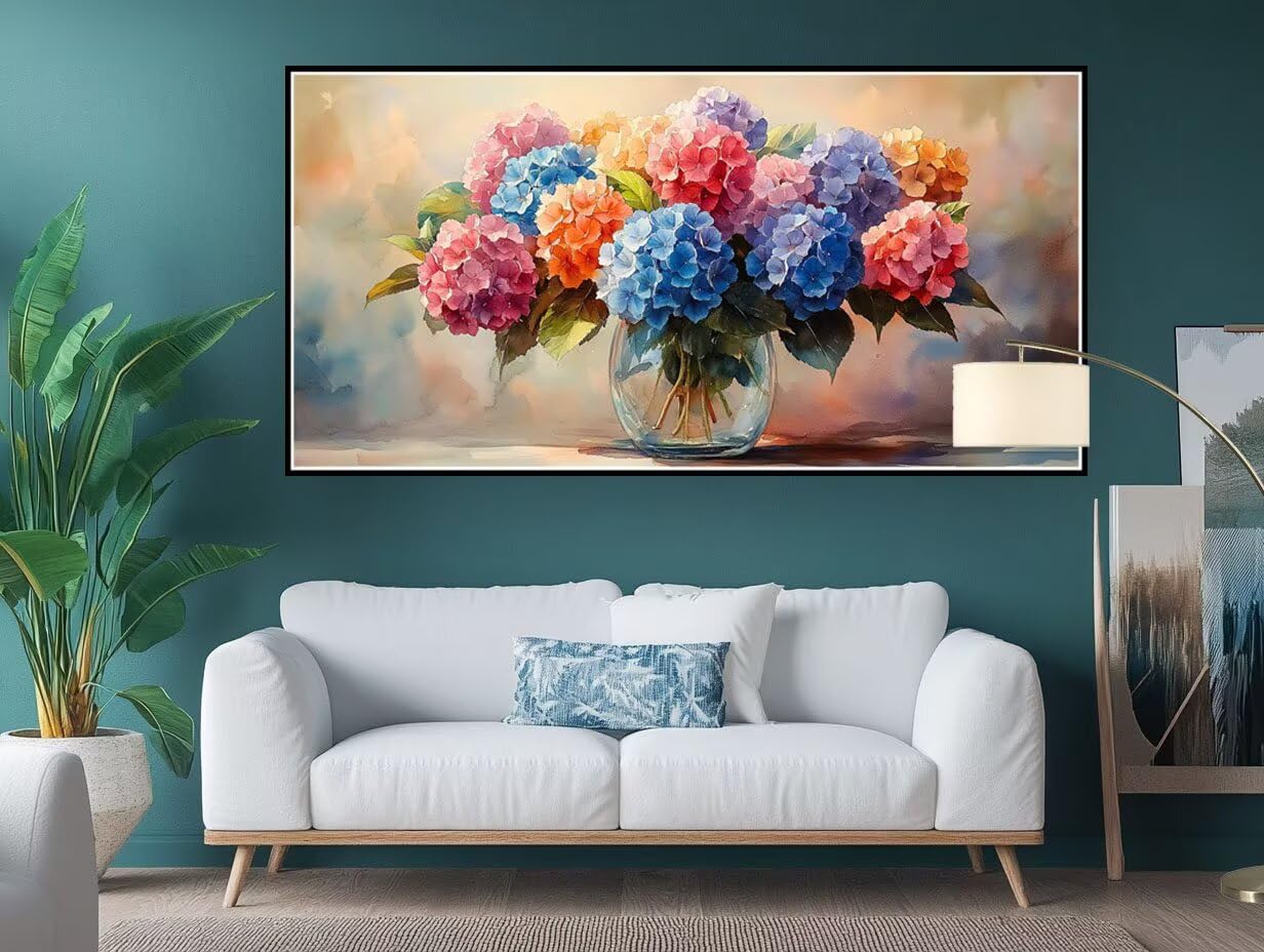 Pintar por Numeros Adultos Crisantemo, Florero Pintar por Numeros DIY Painting by Numbers Kits, con Lienzo Sin Arrugas, Pinceles y Pintura Acrílica para Decoración Pared Sin Marco 50x100cm XD-243