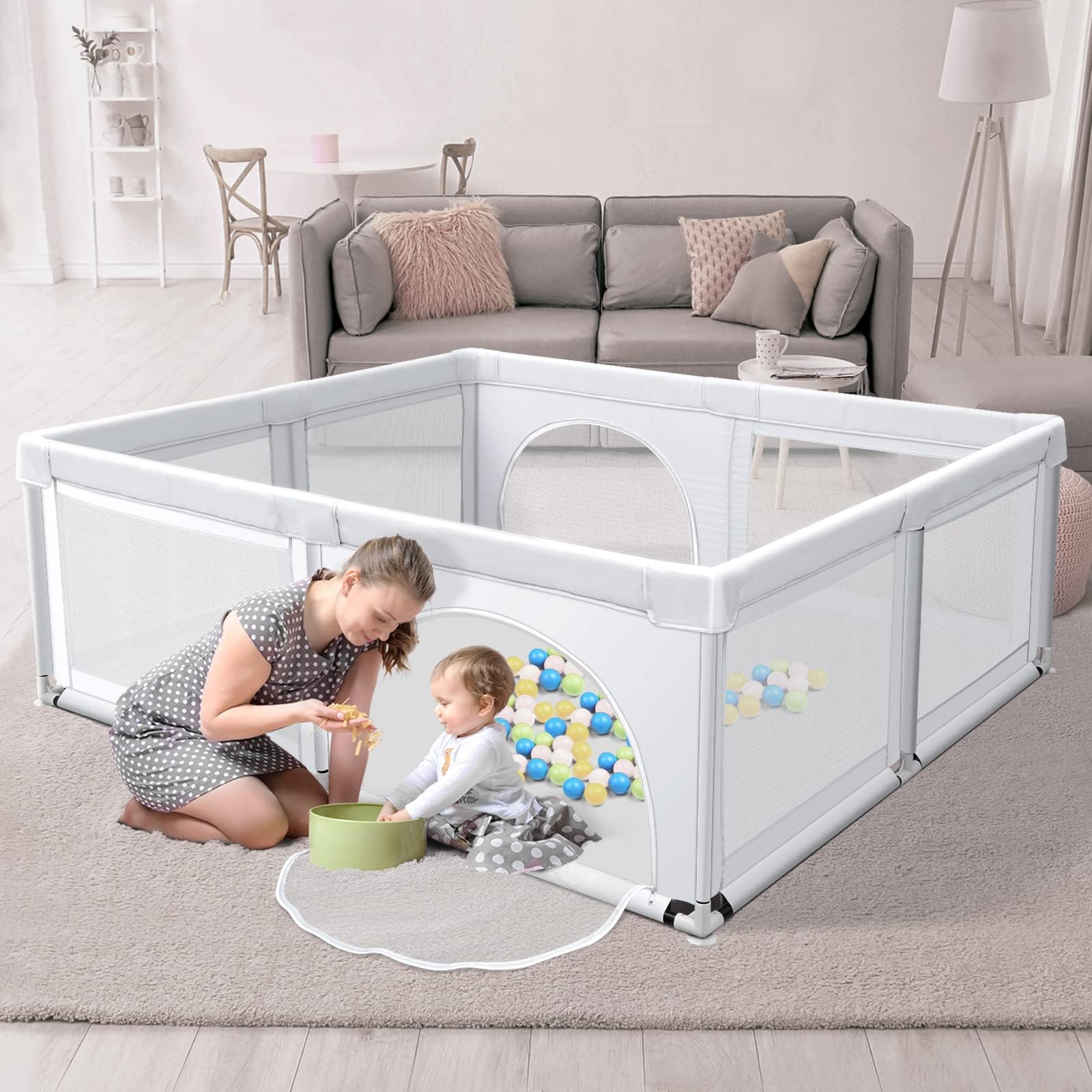 Momax Baby Playpen 50"x50" Play Pen for Babies and