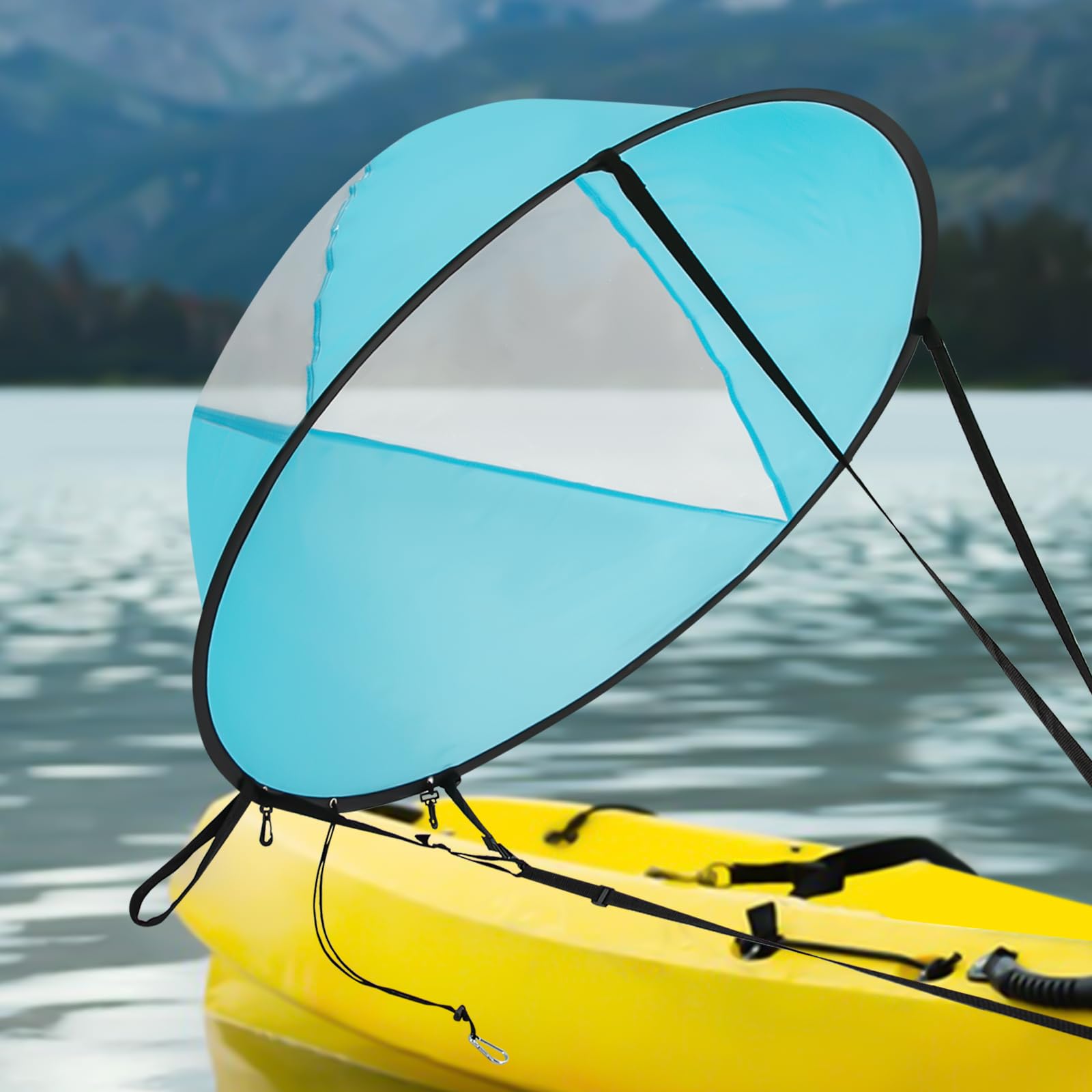 Paddle Board Segel | 108 cm Durchmesser | Aus Nylon & Fiberglas | Mit Sichtfenster & verstellbaren Gurten | Für SUP, Kajak & Kanu | Inkl. Tragetasche | Leicht & faltbar