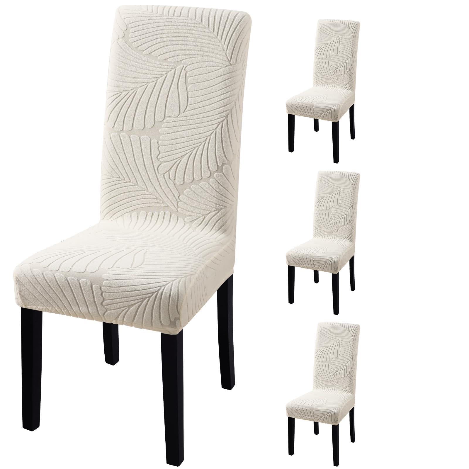 Fuloon Stretch Dining Chair Covers, Removable Washable Jacquard Chair Slipcovers, Wrinkle & Stain Resistant Protectors for Dining Room, Kitchen, Living Room, Hotel, Restaurant, Banquet, Home