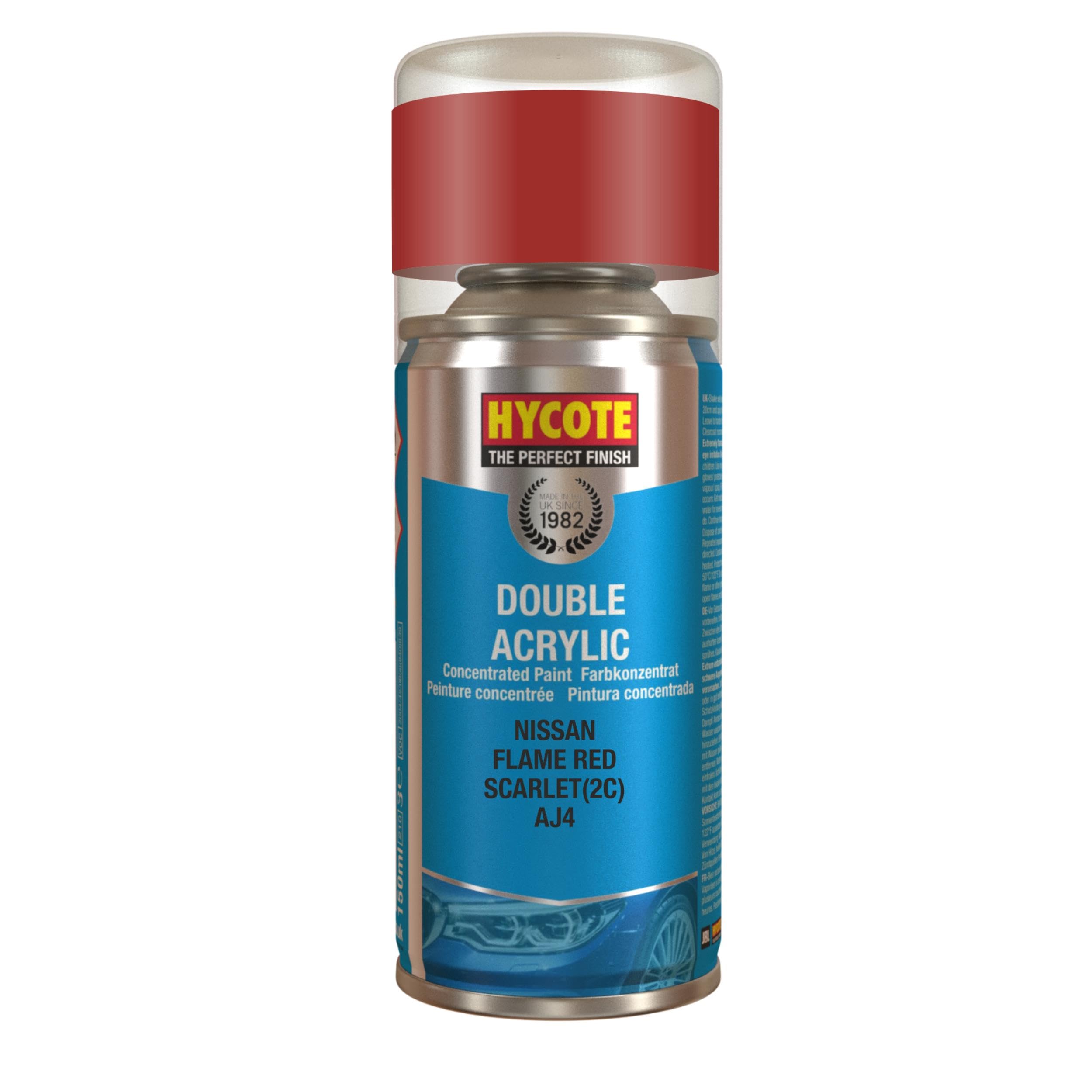 Hycote Nissan Flame Red Aj4 150ml Double Acrylic Spray Paint Aerosol XDNS505
