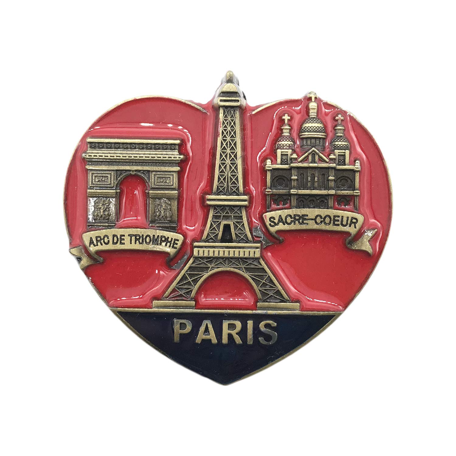 Aimant De Réfrigérateur 3D En Métal Paris France - Souvenir De Voyage - Fabriqué à La Main - En Forme De Cœur - Décoration De Maison Et De Cuisine