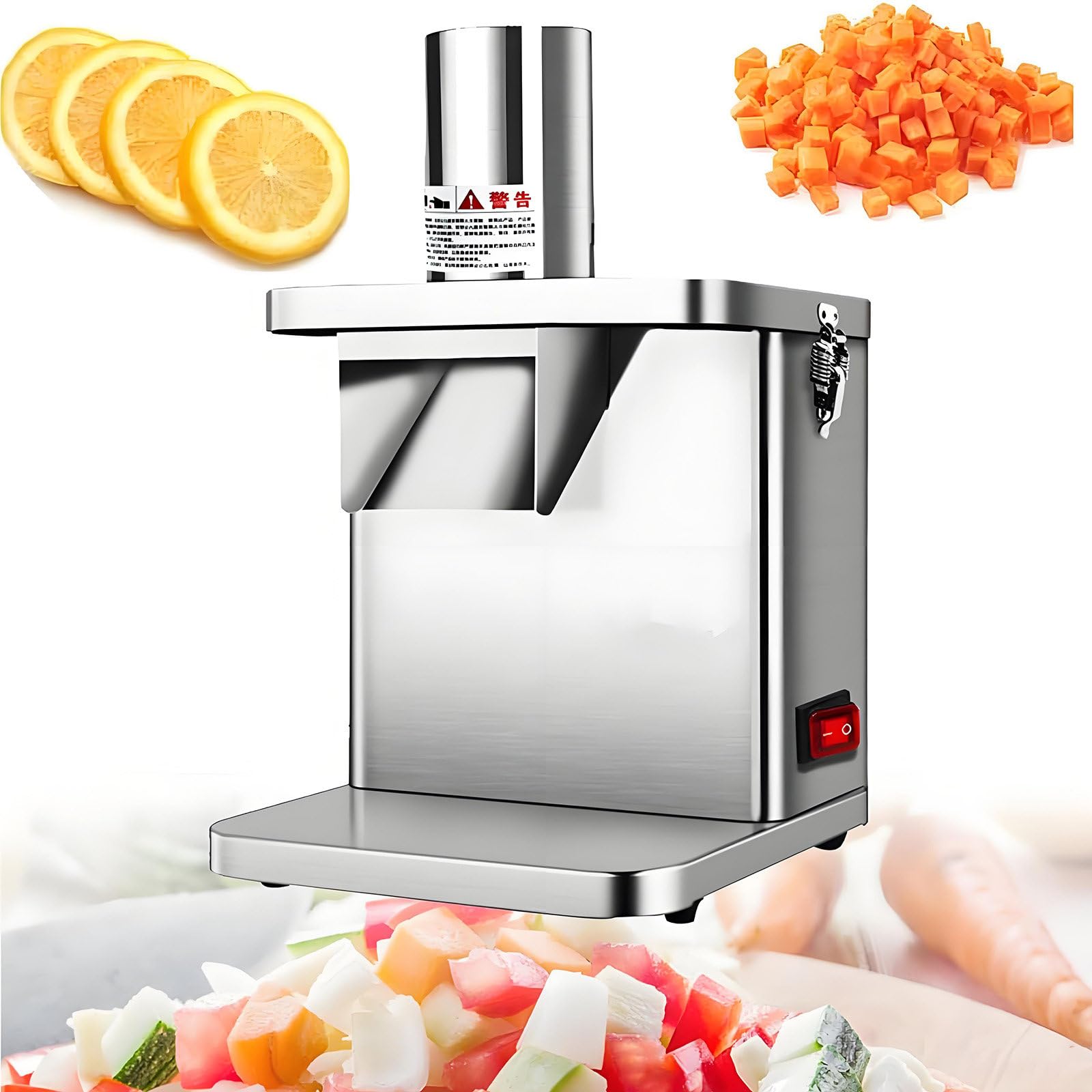 GUTYGIO Stainless Steel Vegetable Chopper Dicer Shredder Automatic Onion Potato Cutter Food Processor Fruit Cutting Machine,Commercial Electric Vegetable Dicer for Carrots