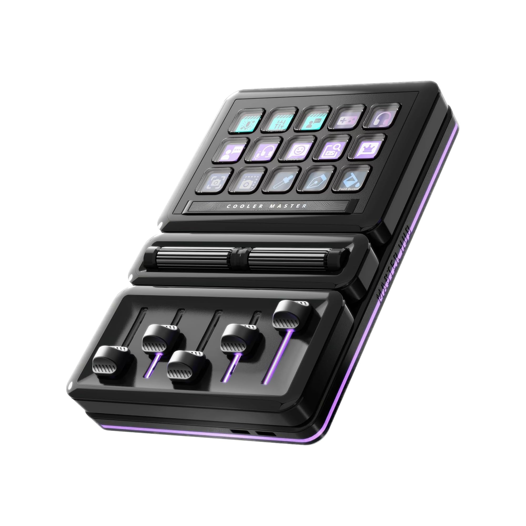Cooler Master MasterHUB Modular Macro Pad – Customizable Hotkey Controller with 15 Display Keys, Faders &amp; Dials, Magnetic Snap Modules for Editing, Streaming, and Workflow Control