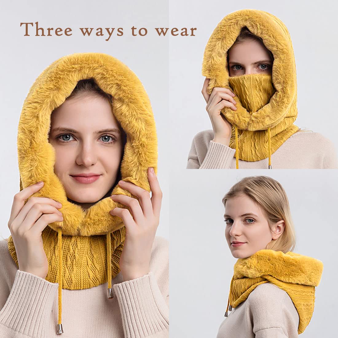 JFAN Gorro Invierno Mujer Térmico Pasamontañas Mujer Invierno Gorros Resistente Al Viento CáLido Y Suave Adecuado para Esquiar Ciclismo Talla única