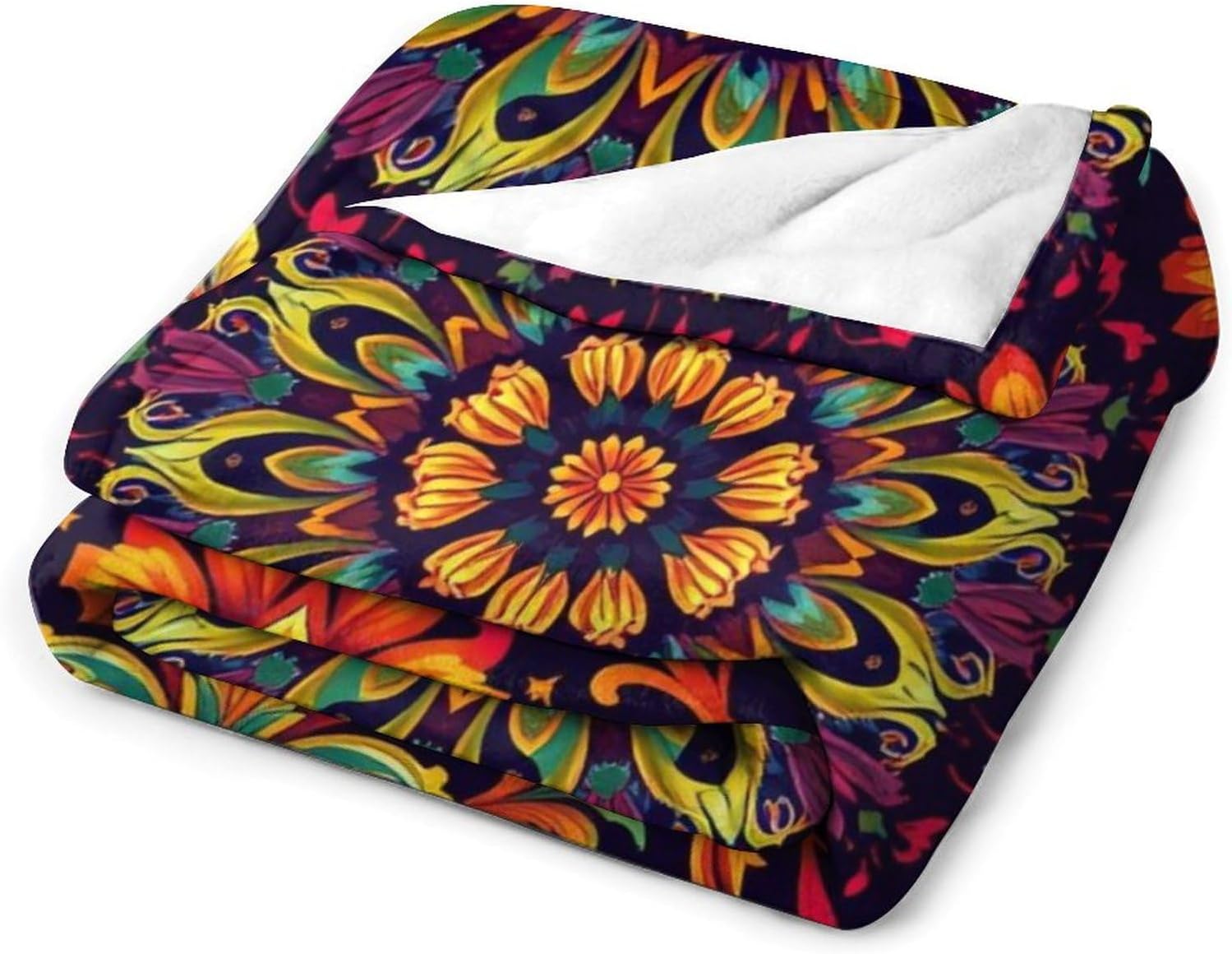 Mandala Throw Blanket,Psychedelic Blanket Decor Gifts for Adults Women Men, Lightweight Soft Flannel Fleece Cozy Blankets for Bed,Sofa,Couch,Camping for All Season(60''x 50'') - Image 6