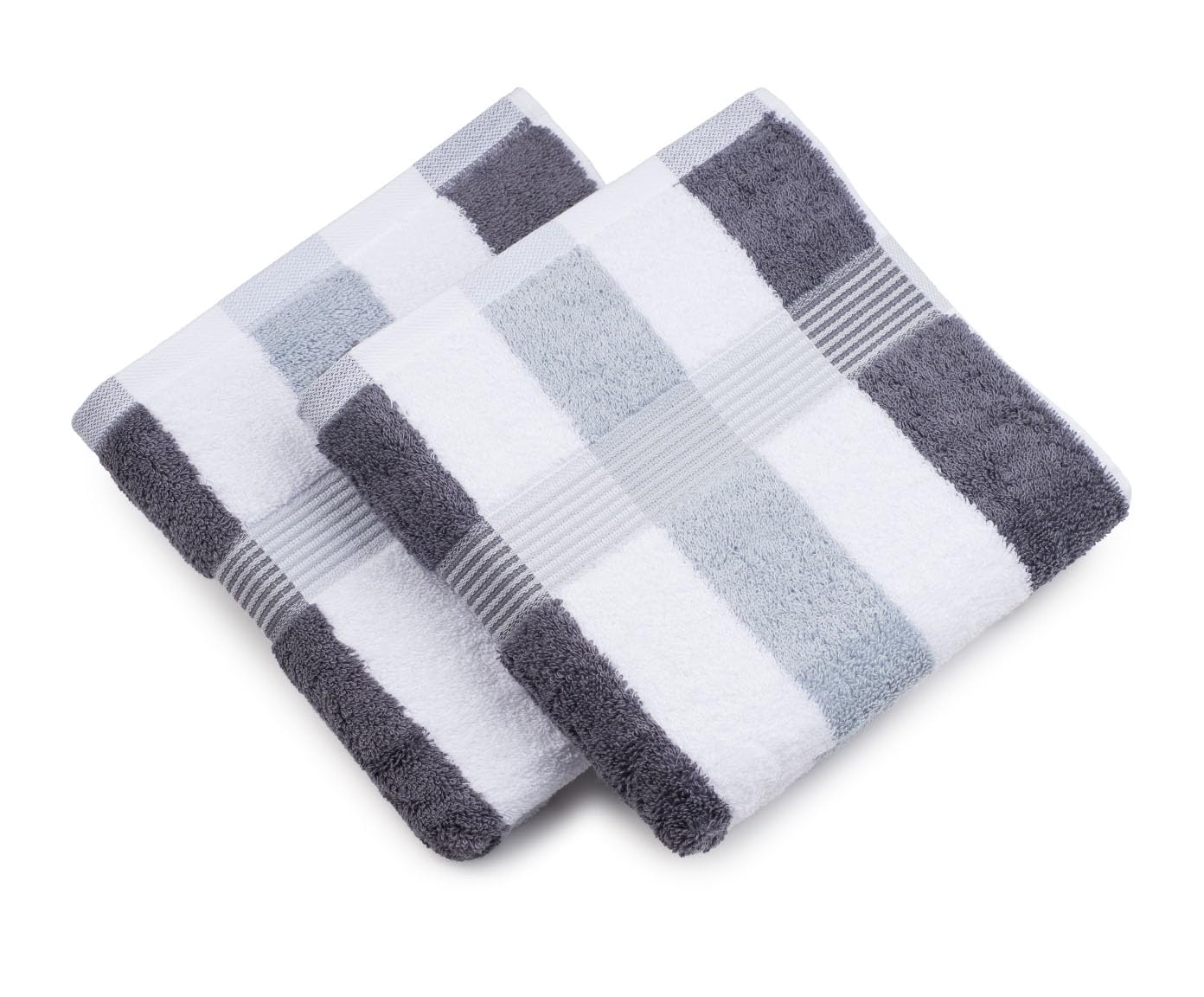 Gözze Handtuch, 2er Set, New York Streifen 50/100 cm, anthrazit/weiß/silber