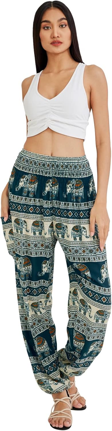 Joob Joob Boho Pants for Women - Hippie Harem Pants Women - Womens Yoga Pants – Comfy Bohemian Flowy Hippie Clothes