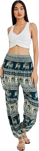 Miniatura 4 de Joob Joob - Pantalón de pijama de viaje para mujer, cómoda, estilo holgado, para yoga, diseño bohemio de elefante cónico