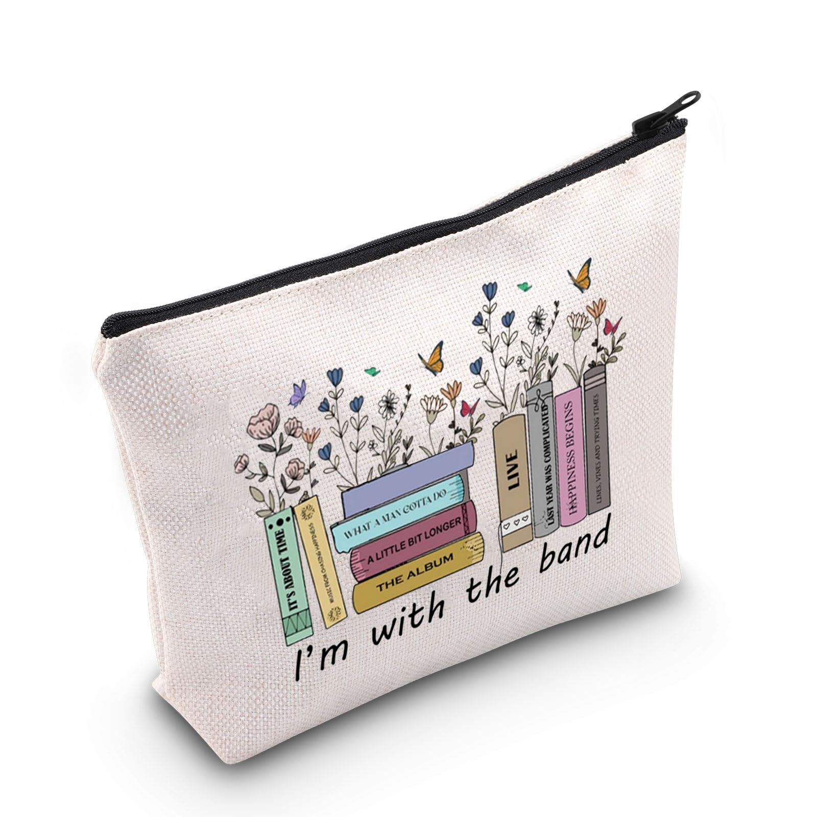 WZMPA Band Album Makeup Bag Song Lyric Fans Gifts Singer Cosmetic Zipper Pouch Bag For Rock Fans (I'm With Band)