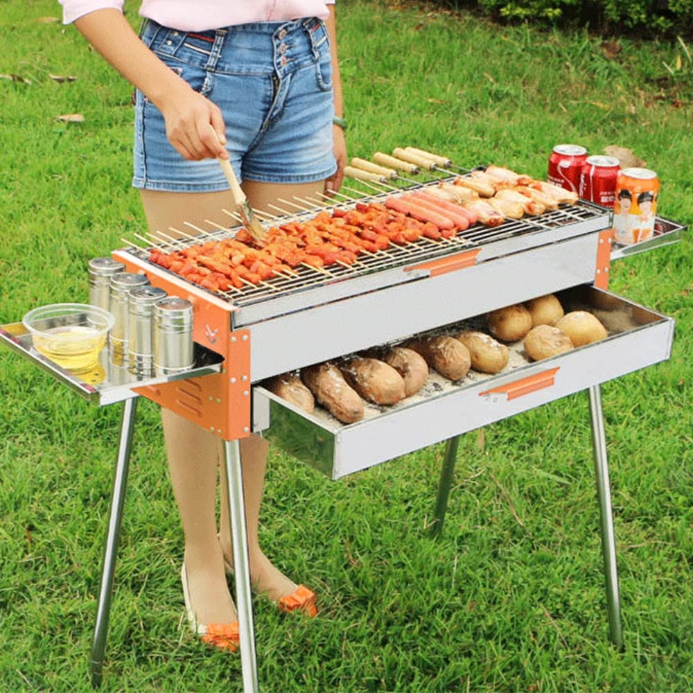 Grill de Acero Inoxidable para Acampar al Aire Libre, Herramienta de Barbacoa Liviana portátil Plegable Plegable para un Picnic de Cocina al Aire Libre, Adecuado para Viajar