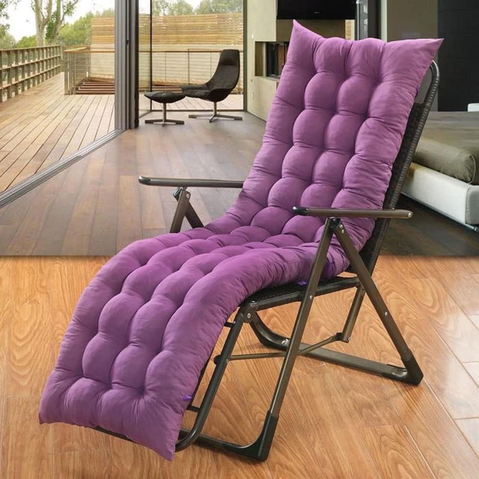 Extra Thick Sun Lounger Cushion Sunlounger Cushion Only Soft and Comfy Bench Chair Cushion Padded Rocking Chair for Garden Patio Balcony Bay Window (Purple,170 * 50)