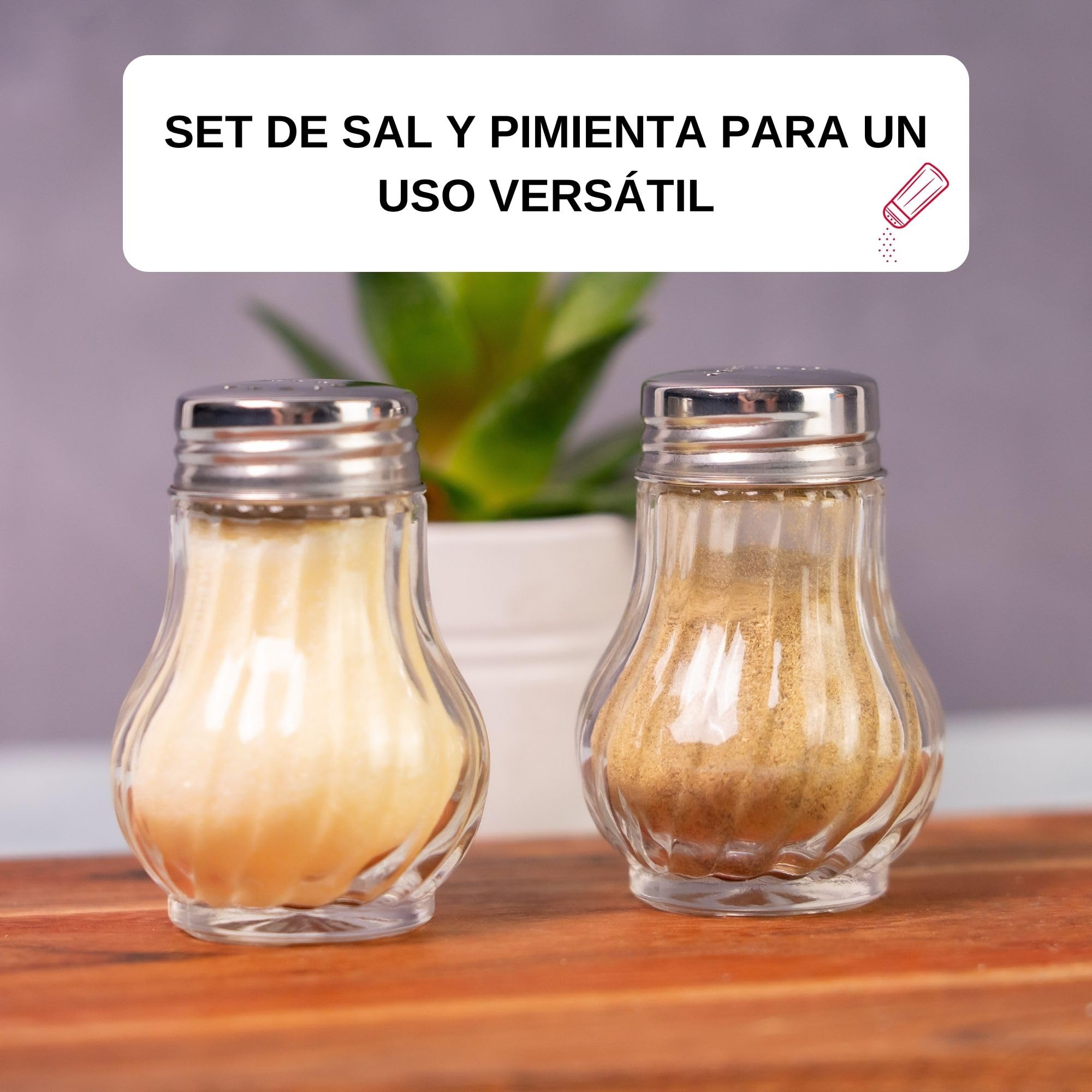 Westmark Juego de salero y pimentero, 2 piezas, Capacidad: 50 ml cada una, Vidrio/acero inoxidable, Berlin, Plateado/transparente, 65362270