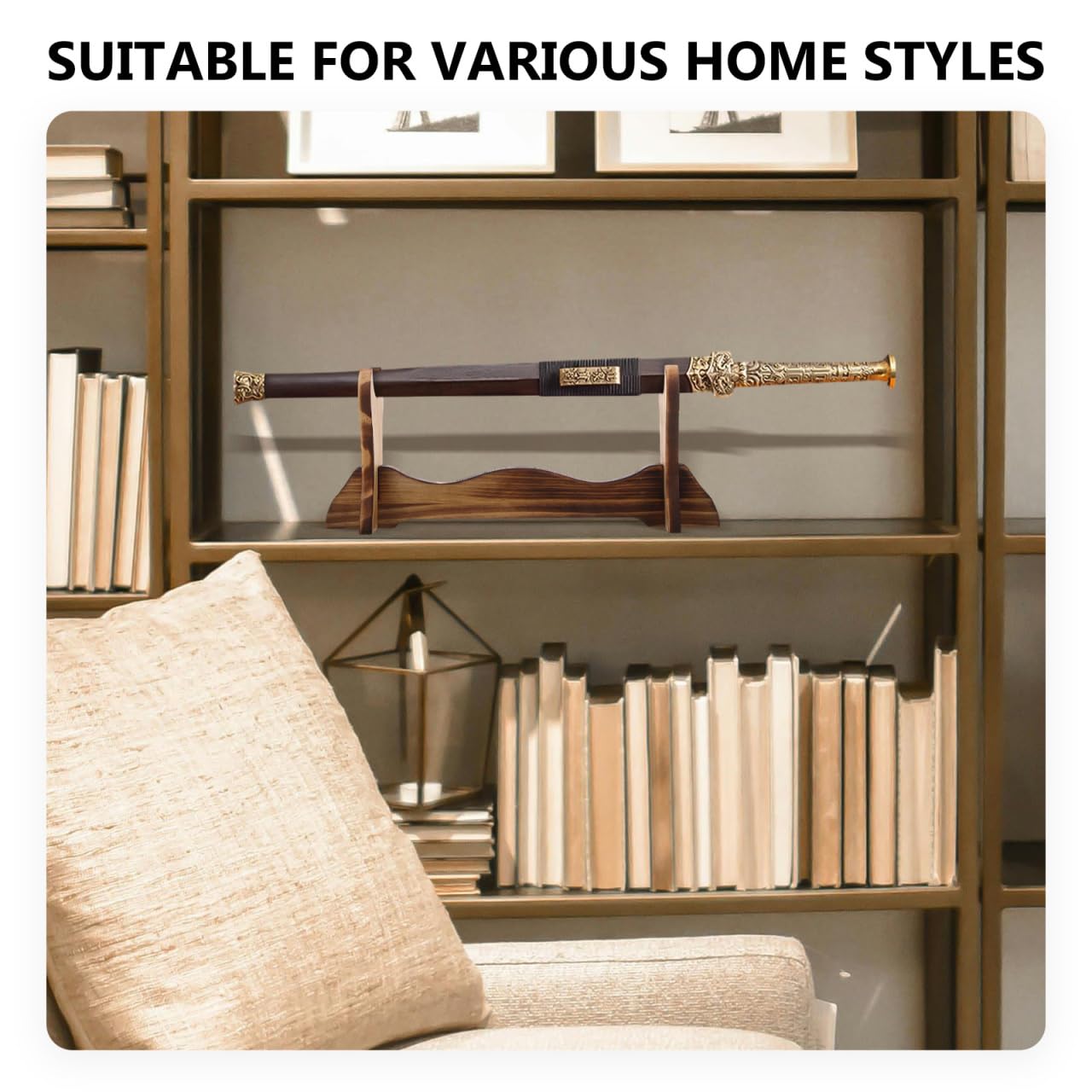 Kichvoe Schwertständer Aus Holz Schwerter-Präsentationsständer Für Haushaltsschwerter -Organizer Zur Aufbewahrung Und Präsentation Für Wohnzimmer Schlafzimmer Arbeitszimmer 14.76 X 5.91 X 2.76 in