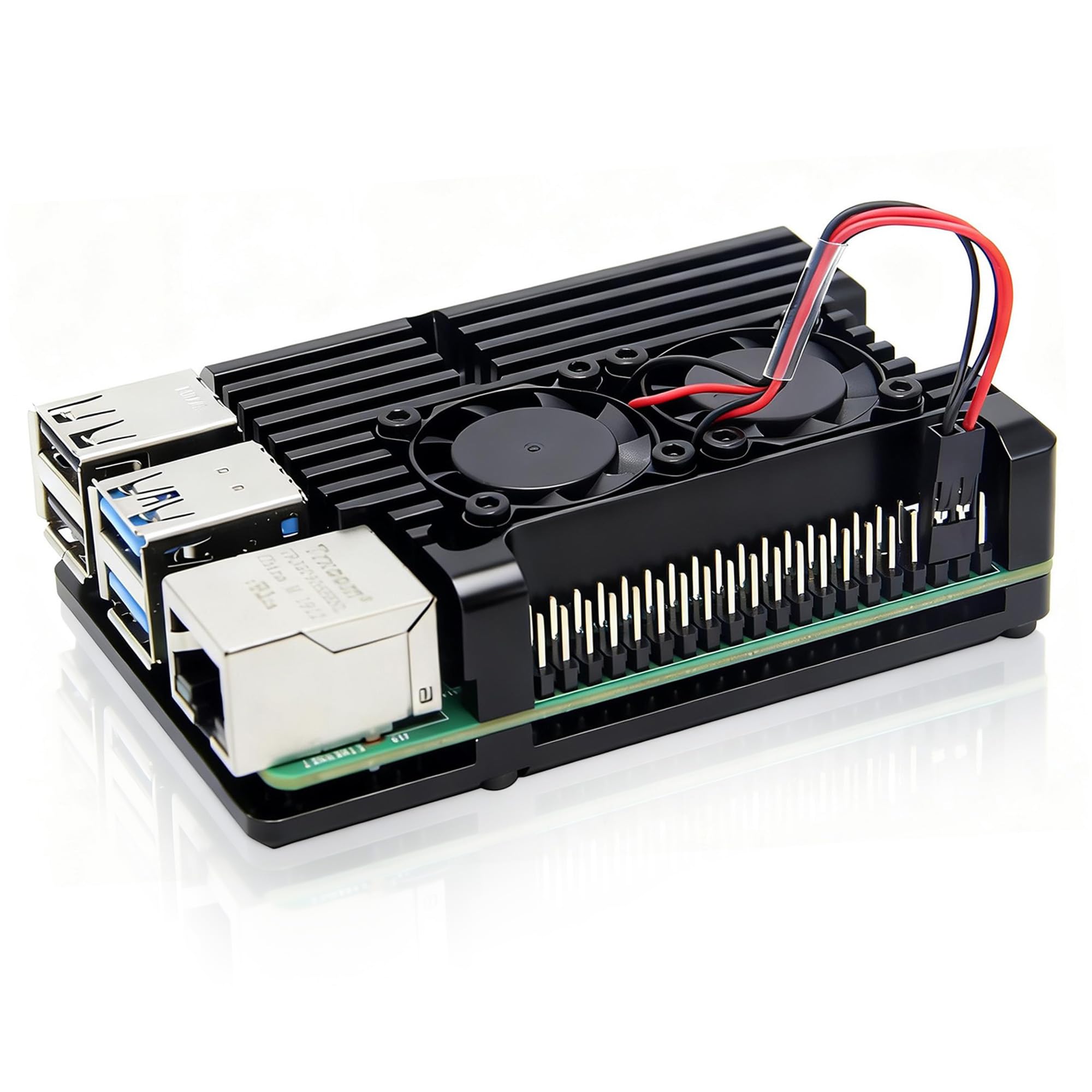 Obudowa aluminiowa Geekworm P127 dla Raspberry Pi 4B, chłodzenie aktywne | Aluminiowa obudowa chłodząca z 2 wentylatorami