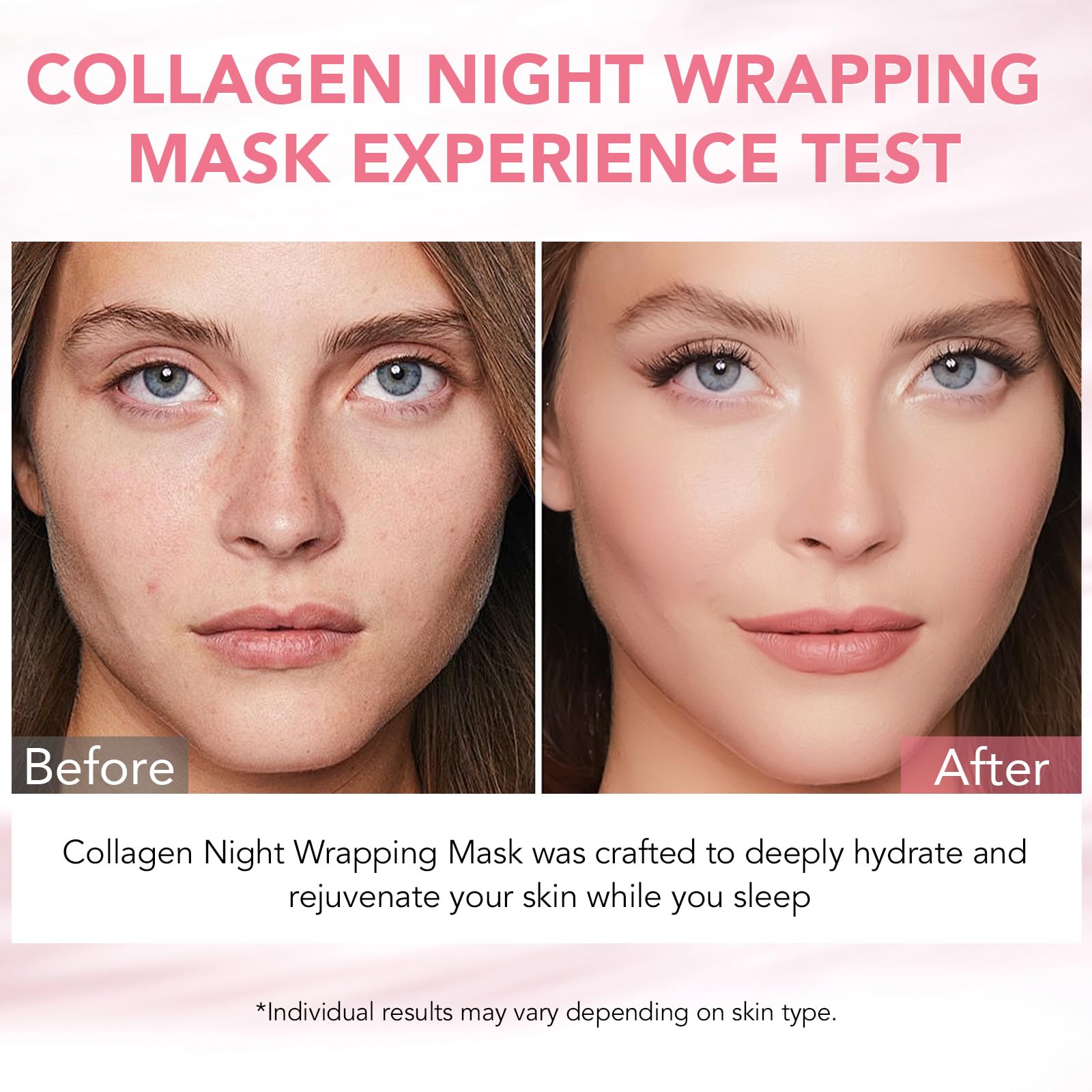 Collagen Night Wrapping Mask, Collagen Face Mask Overnight, Korean Peel Off Facial Mask Skin Care-Deep Hydration Care, Reduces Wrinkle & Improves Skin Elasticity, Brushed Included 75ml - Image 4