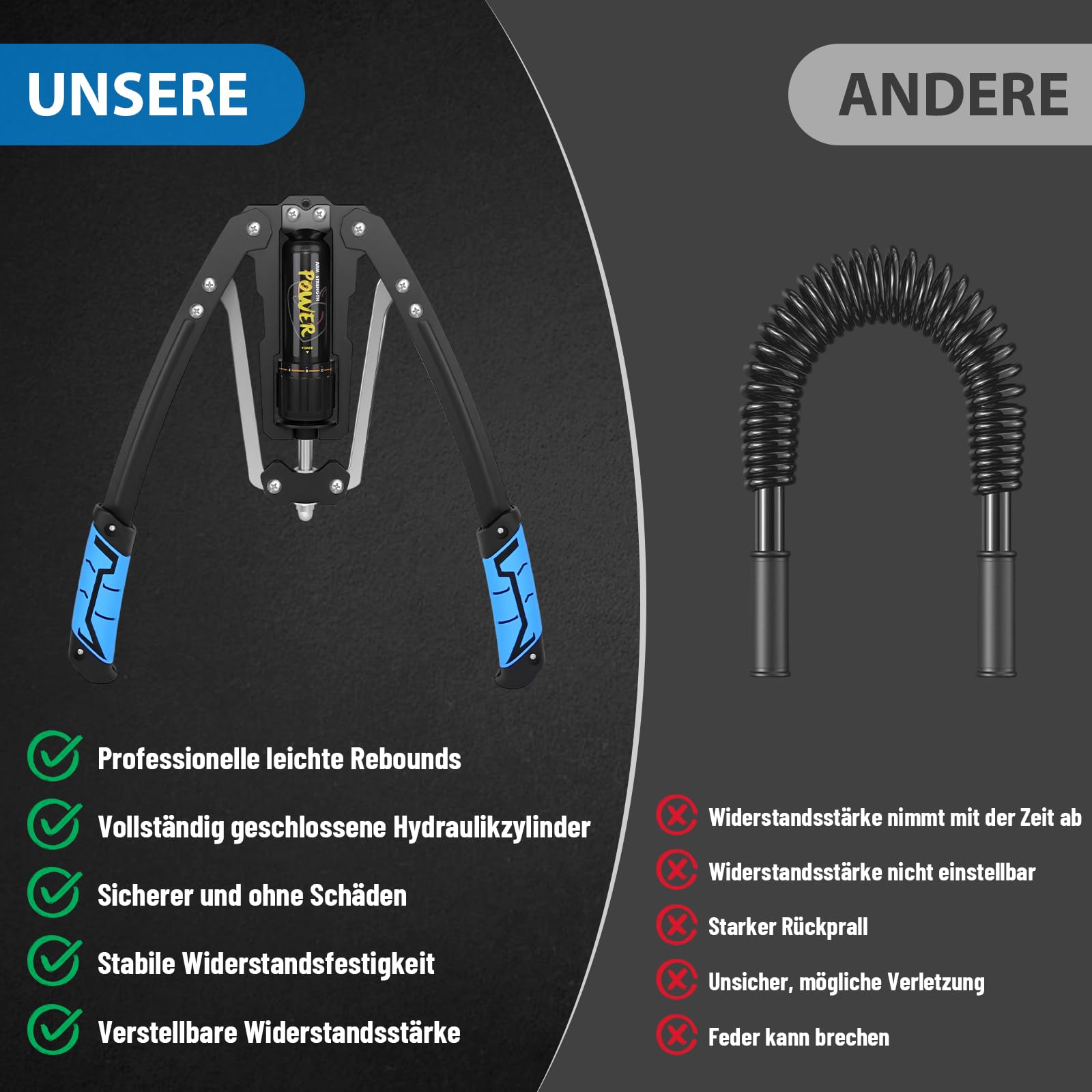 Appareil de musculation hydraulique - Appareil d'entraînement du haut du corps réglable de 10 à 200 kg pour les bras et les avant-bras, biceps et poitrine - Ressort royal, Power Twister, Expander