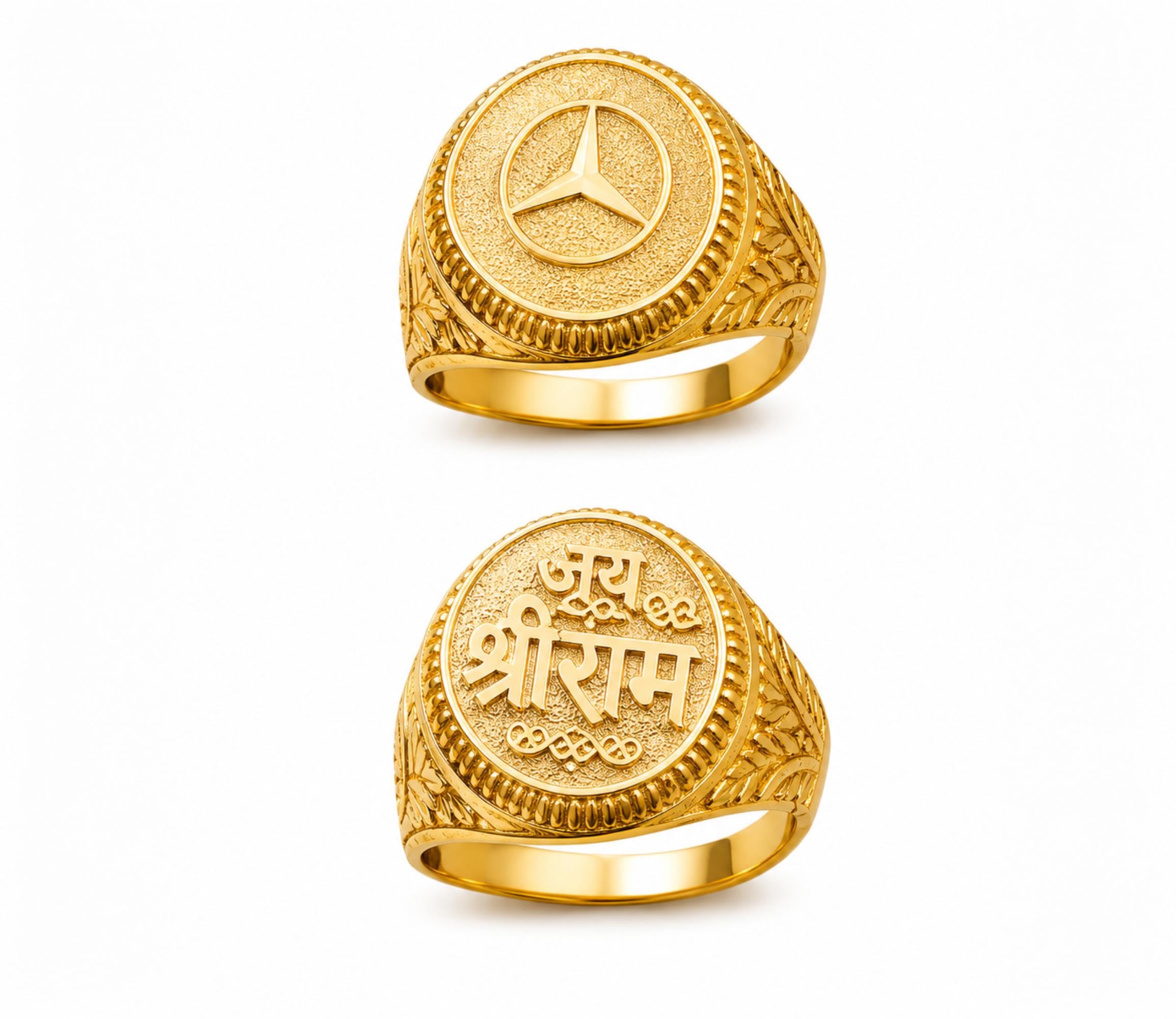 Jai Shree Ram Devotional Calligraphy and Automotive Emblem Signet Finger Ring Combo Pack Fashion Jewellery for Men and Boys Traditional Artificial Jewellery-picture-40
