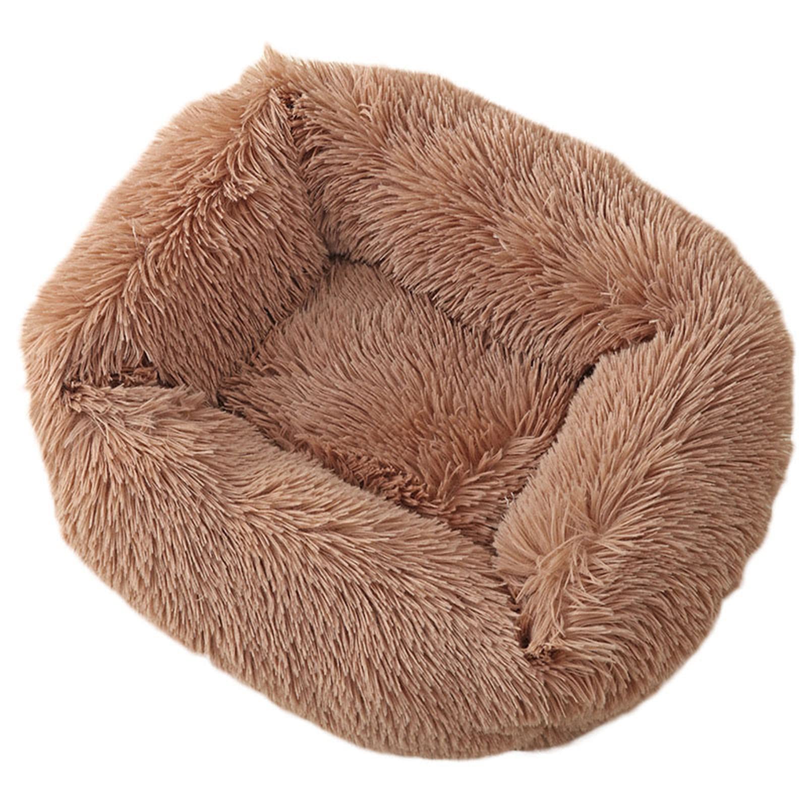 Zoomlie calming dog bed large washable cuddler bed fluffy plush warm comfy pet bed rectangular cat bed soft deep sleep dog bed for small medium large dogs cats (XL(95 * 72 * 18cm),Light Brown)