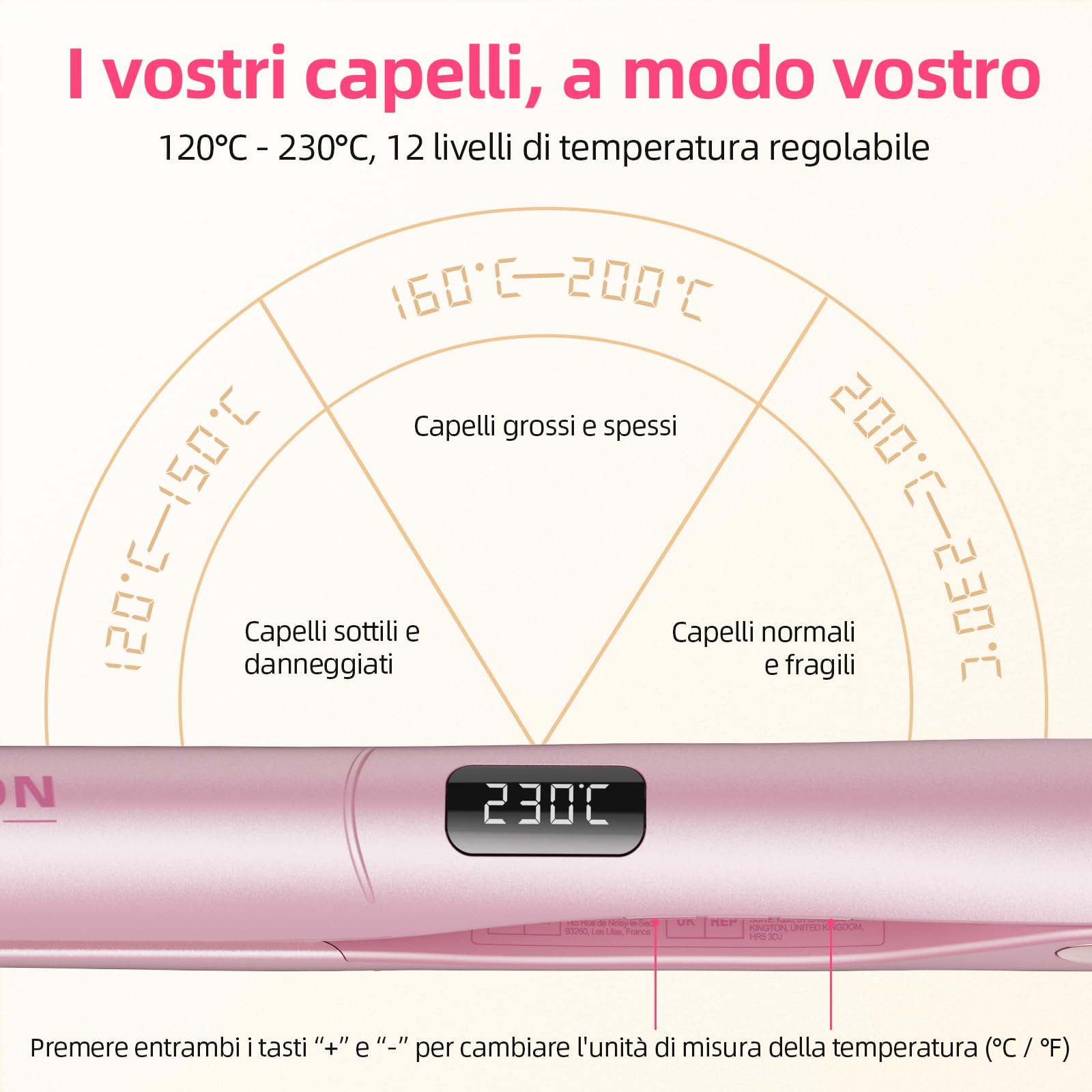 Dekuri 2 in 1 Piastra per capelli e arricciacapelli | piastra liscia in titanio, ferro da stiro a calore rapido 30s, display LCD 120-230℃, piastra capelli ioniche per donne