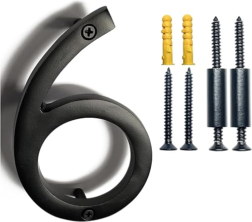 Miniatura 16 de NACH Números de Casa Flotantes, Números de Casa de Aluminio Negro de 8 Pulgadas para Exteriores - Número 3, Números de Puerta con Herrajes de Montaje