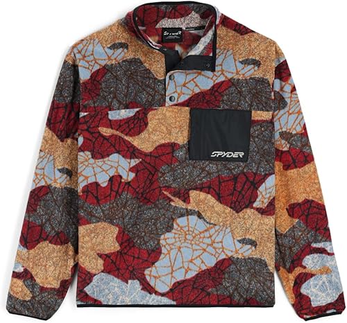 Spyder Pull Snap Lounge pour homme, Rouge/multicolore, Medium