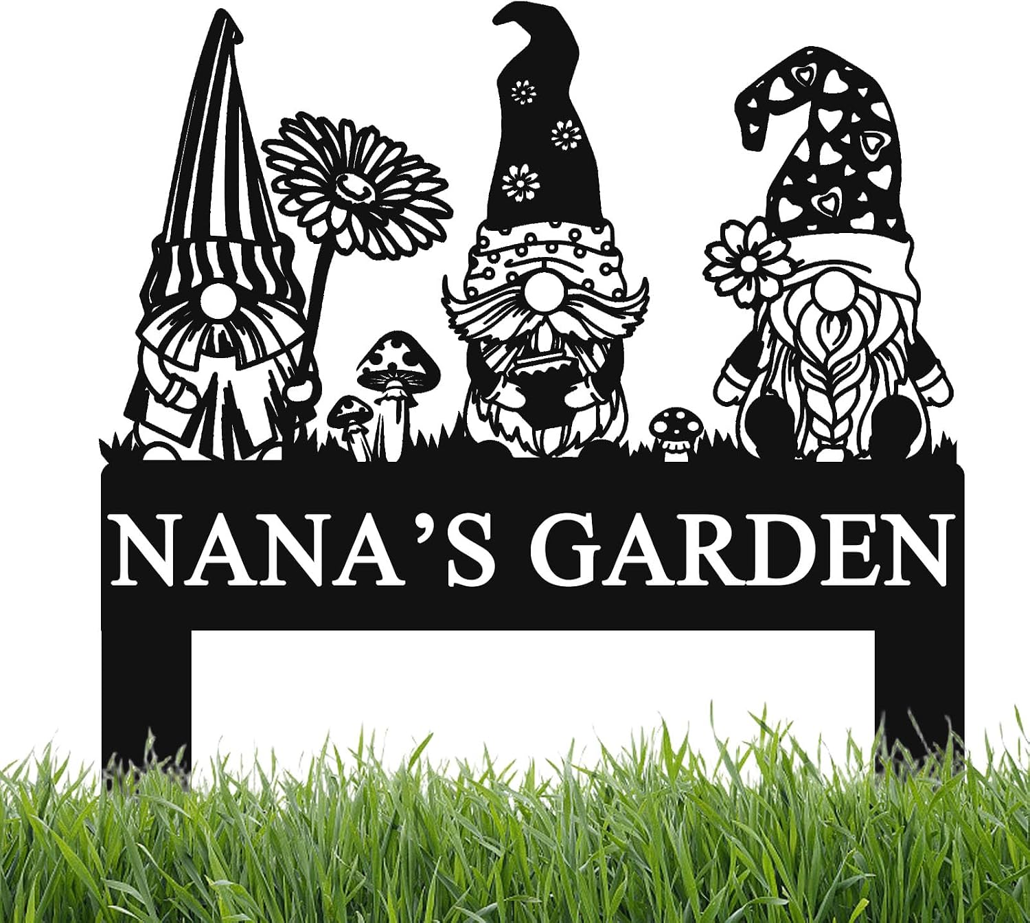 Custom Gnome Yard Stake | Personalized Garden Gnome Art | Christmas Gnome Ornament | Weather Resistant Metal Lawn Decor | Sizes 8 to 24 Inches