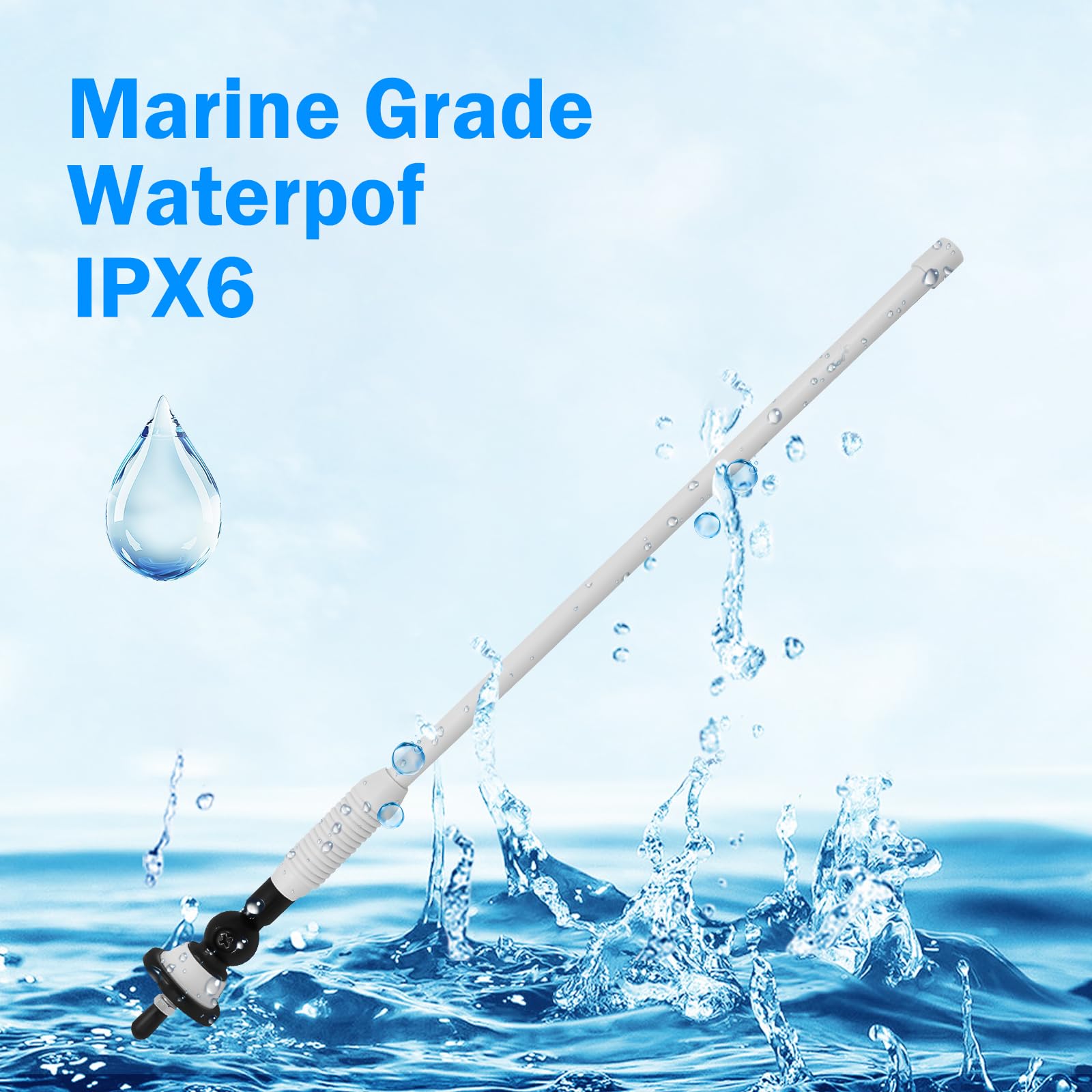 STUDIOFINIX Antena de radio marítima impermeable Dipolo flexible mástil FM AM para barco