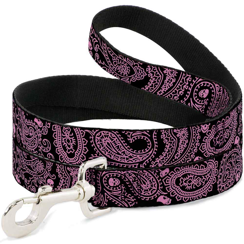 Laisse pour animal domestique à sangle large 3,8 cm, motif crânes gothique rose