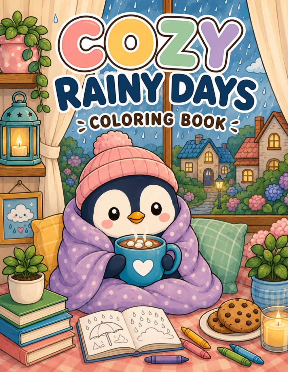 Cozy Rainy Days: Coloring Book for Kids: Cute and Cozy Animal Friends for Relaxing Rainy Day Fun