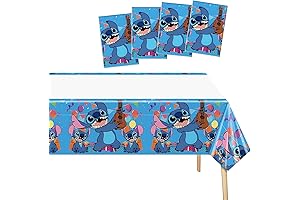 Celebrate with Magical Stitches: 4 Piece Stitch Birthday Party Tablecloth