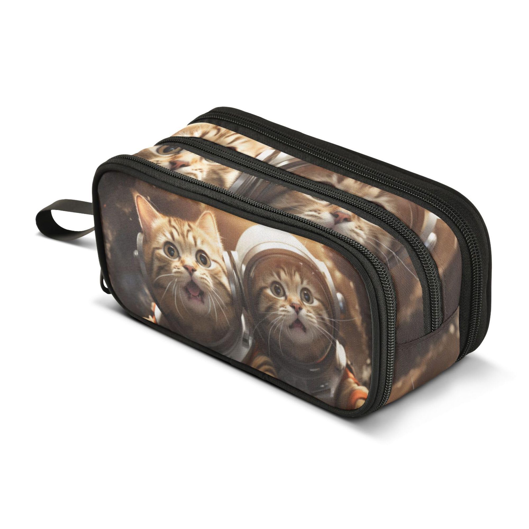 ALAZA Large Pencil Case, Big Capacity Pencil Bag Pen Pouch Holder 3 Compartments,Funny Cat Astronaut School Office Supplies Stationery Makeup Bag Storage Organizer for Students Girls Boys Women Men โ image 1