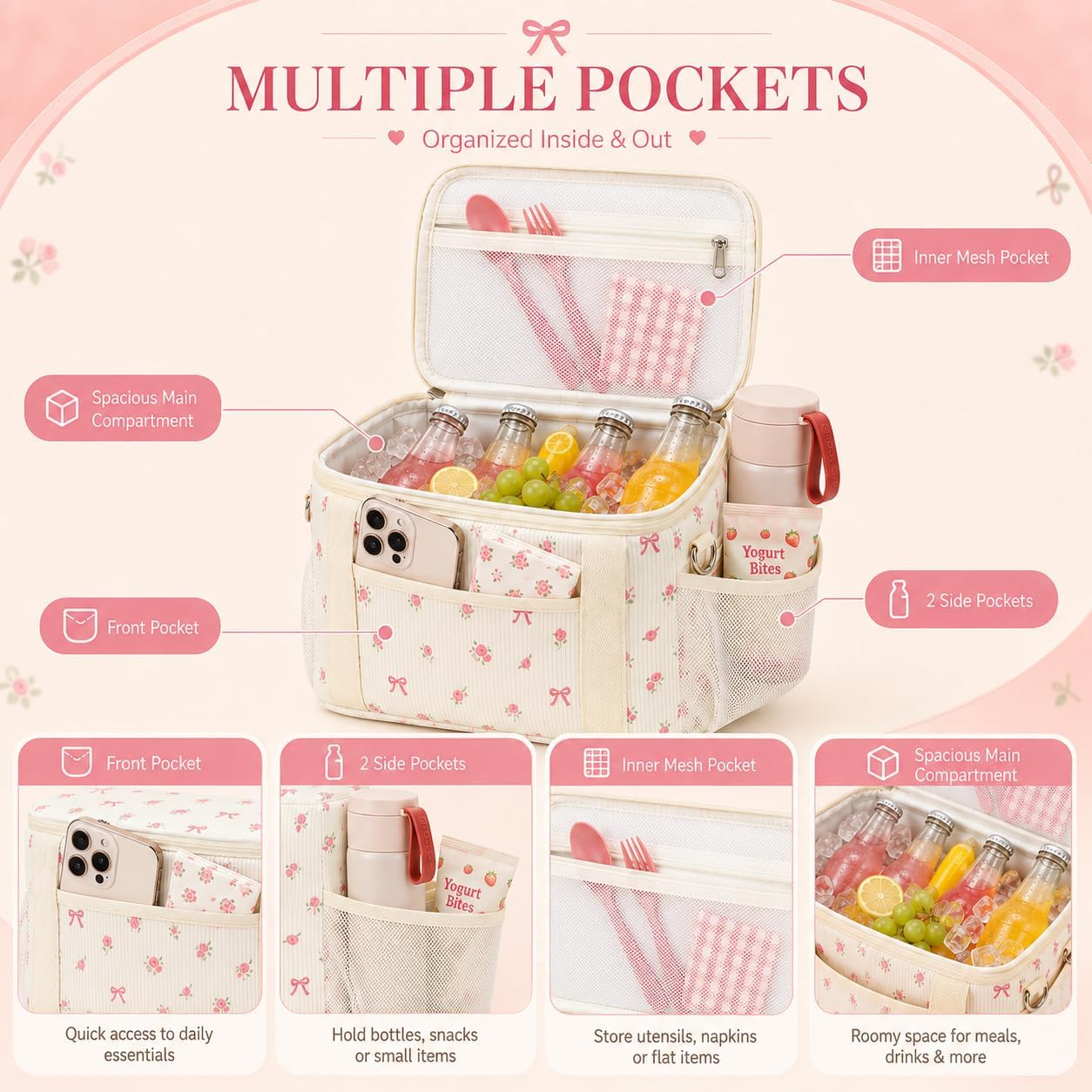 Btoop Insulated Lunch Box Women Cute