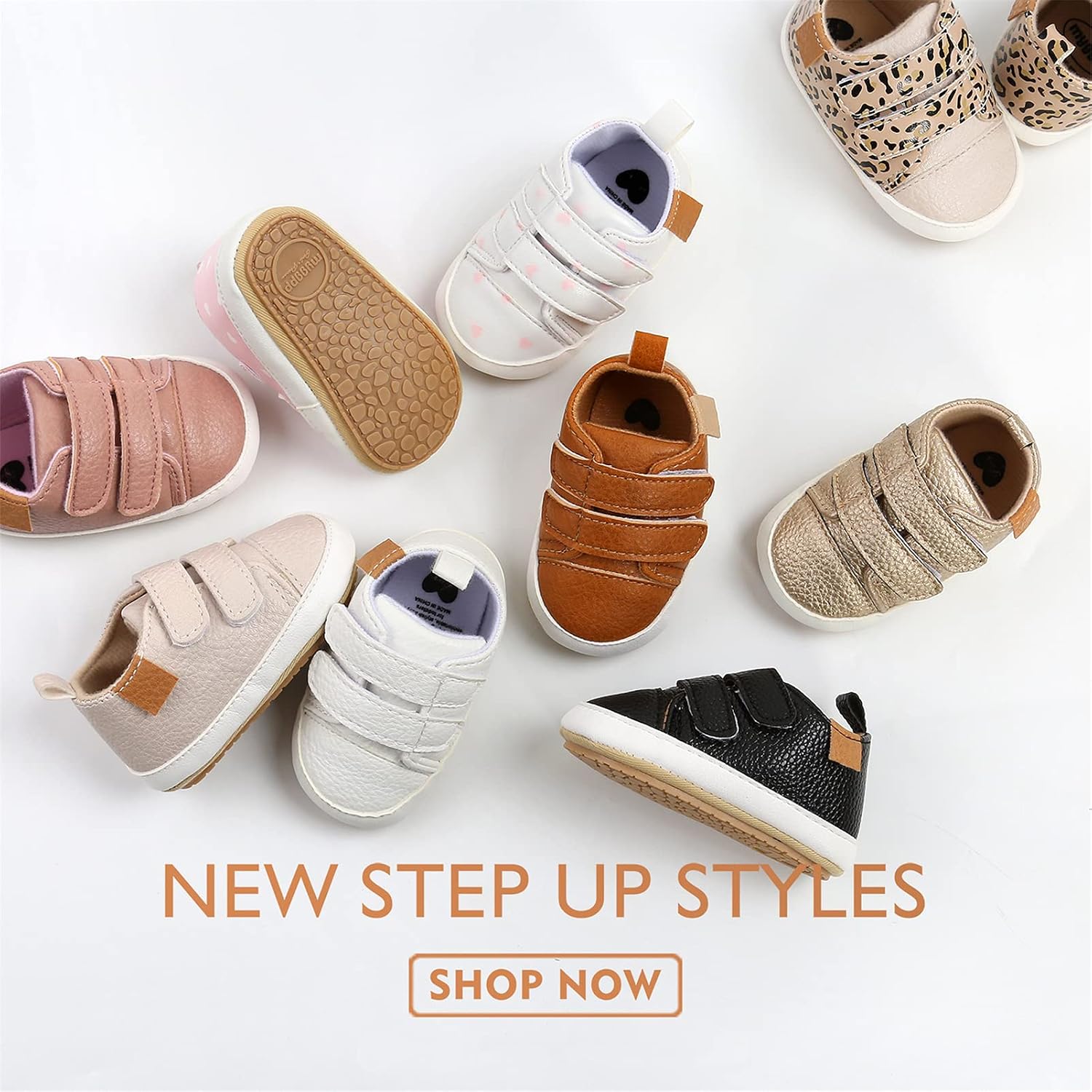 Unisex Baby Boys Girls High-Top Ankle Sneakers Soft Rubber Sole Infant Crib Shoes Toddler First Walkers, Beige