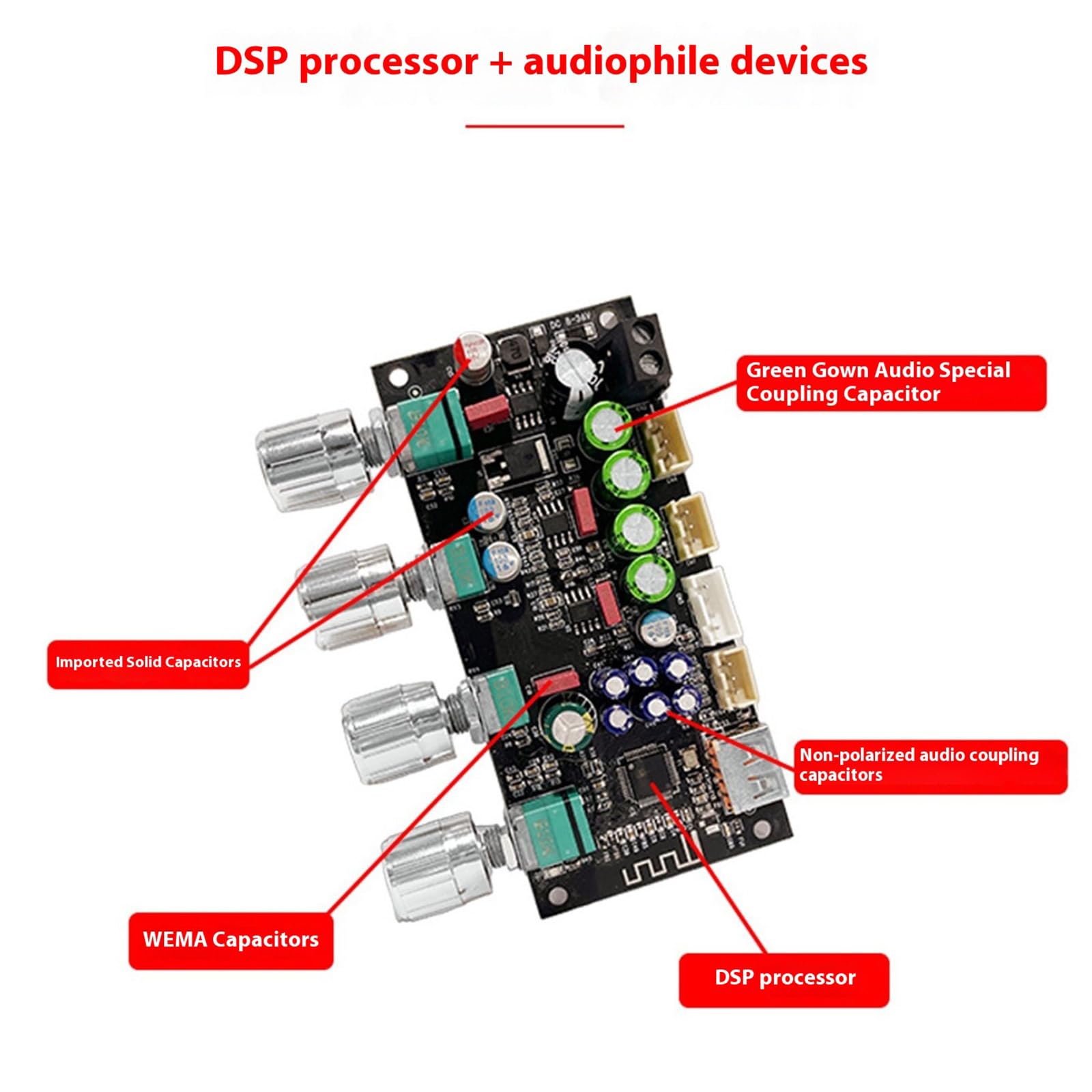 8–36 V DSP Karaoke Nachhallplatine Frontbühne Mikrofon Vorverstärker Modul Schaltung Ersatz Zubehör Kabelvorverstärker