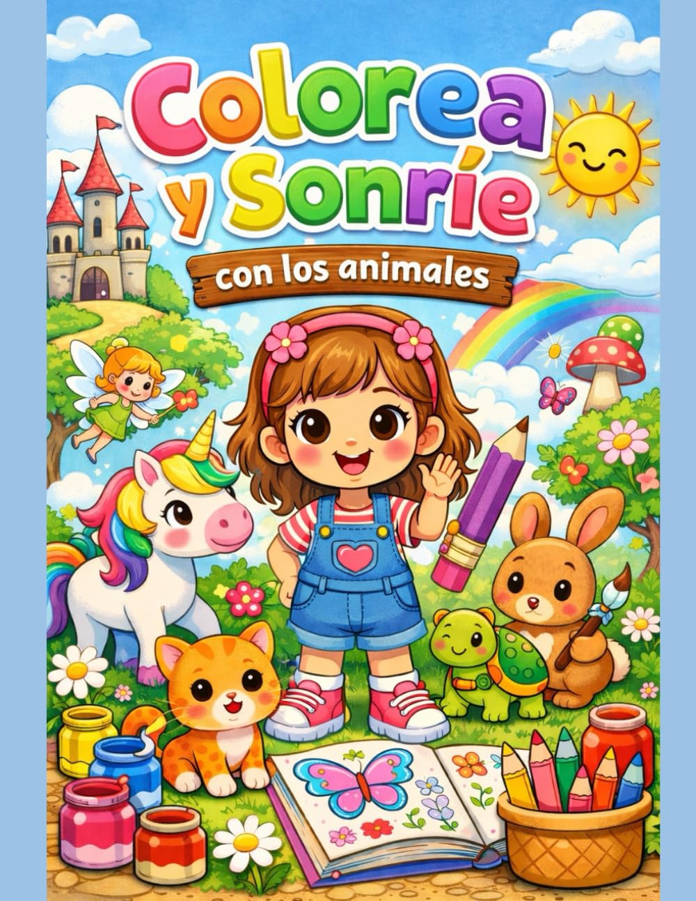 Colorea y sonríe con los Animales: Libro de colorear infantil