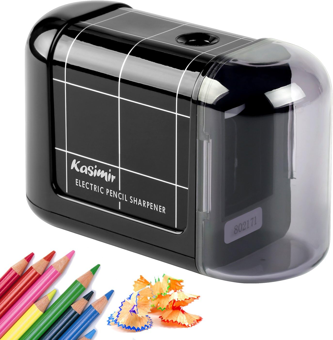 Electric Pencil Sharpener Kasimir Automatic Battery Pencil Sharpener for Children Students Artists Designer at School Office Home - Black