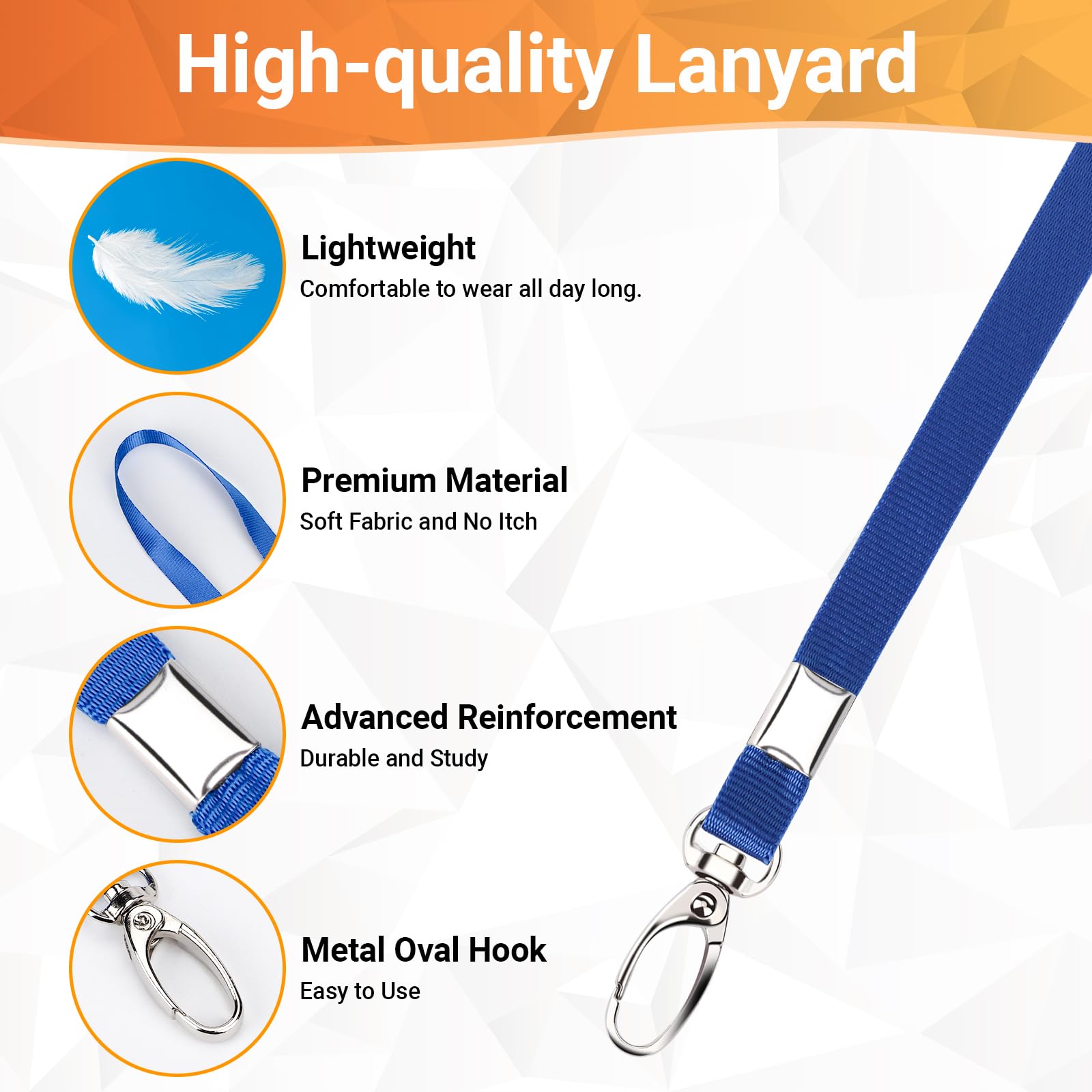 Segus Acreditaciones Colgantes, 20 Piezas Lanyard Azul con Fundas Tarjetas Identificativas, Transparente e Impermeable, Cinta Cuello Llaves para Profesores, Enfermeras y Estudiantes (Horizontal)