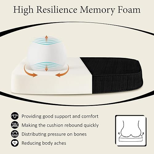 Miniatura 4 de downluxe Cojines para sillas de interior para sillas de comedor, almohadillas para sillas en forma de D con lazos, cojines de espuma viscoelástica