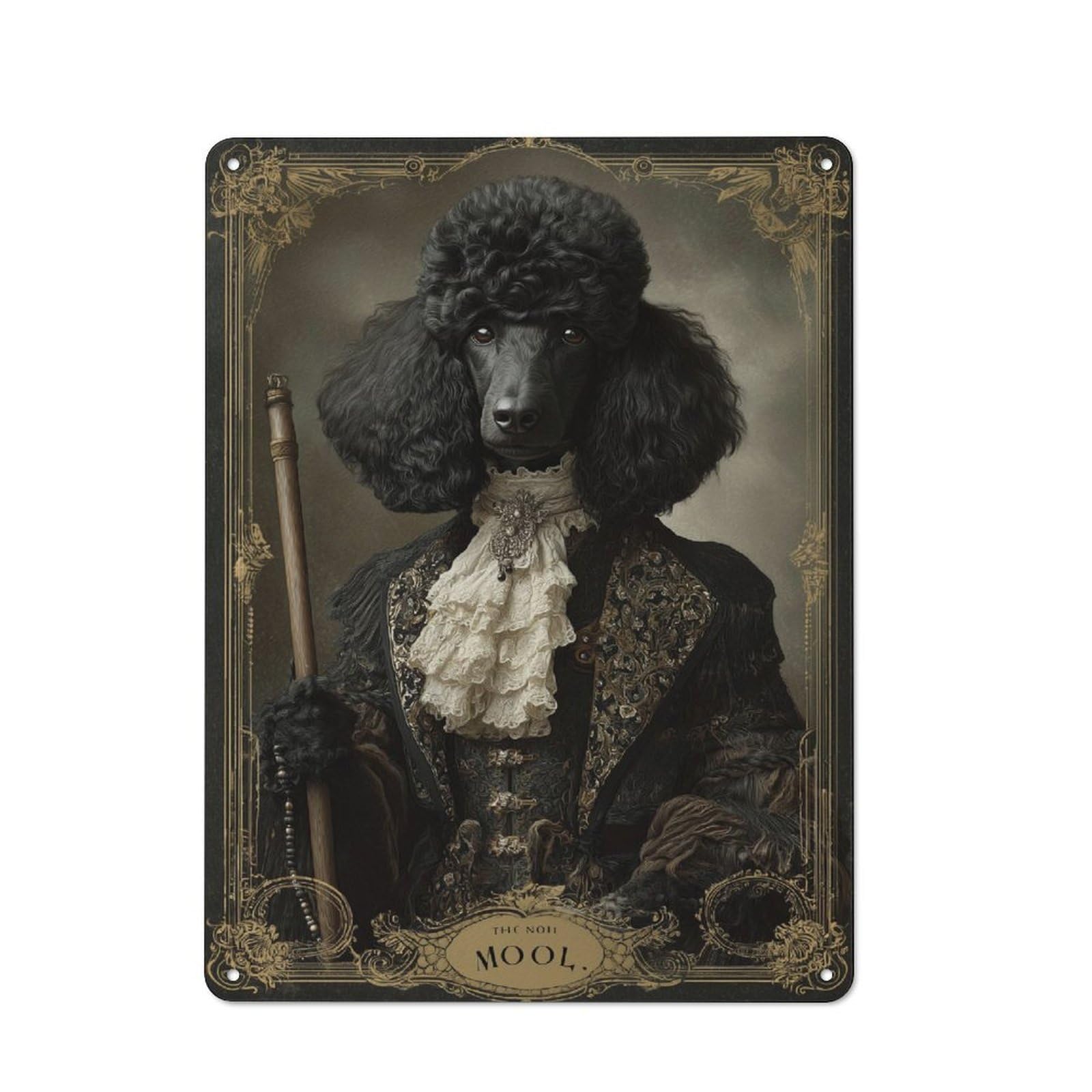Junmoney Regal Poodle Portrait Artwork Rustic Metal Plaque 40X30cm For Hobby Room Or Studio, For Creative Interior Collectors