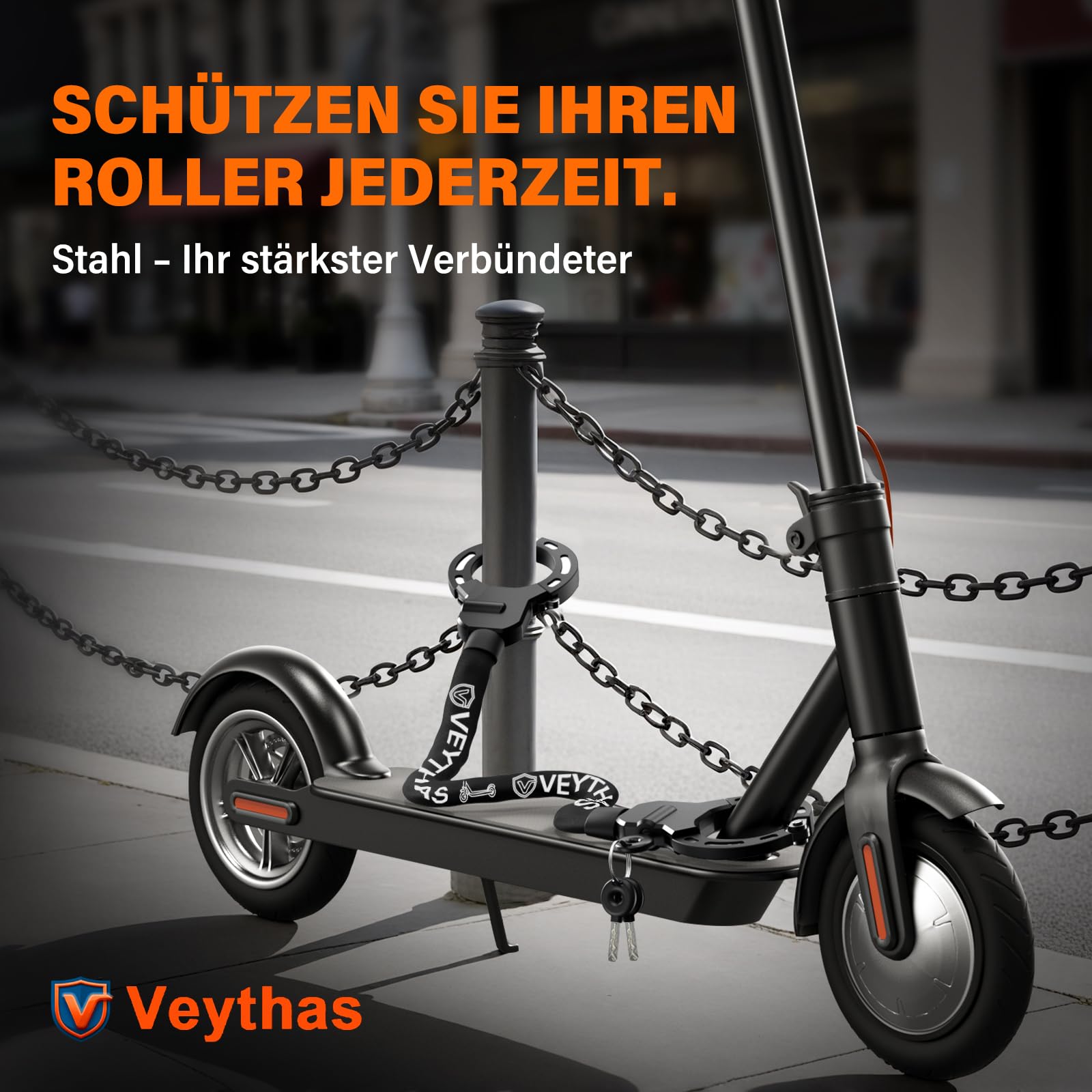 E Scooter Schloss mit Tasche - maximale Sicherheit mit schloss für e scooter,8mm handschellenschloss,90cm e-scooter schloss,Hochfeste Legierungen e roller schloss,für Scooter,Roller