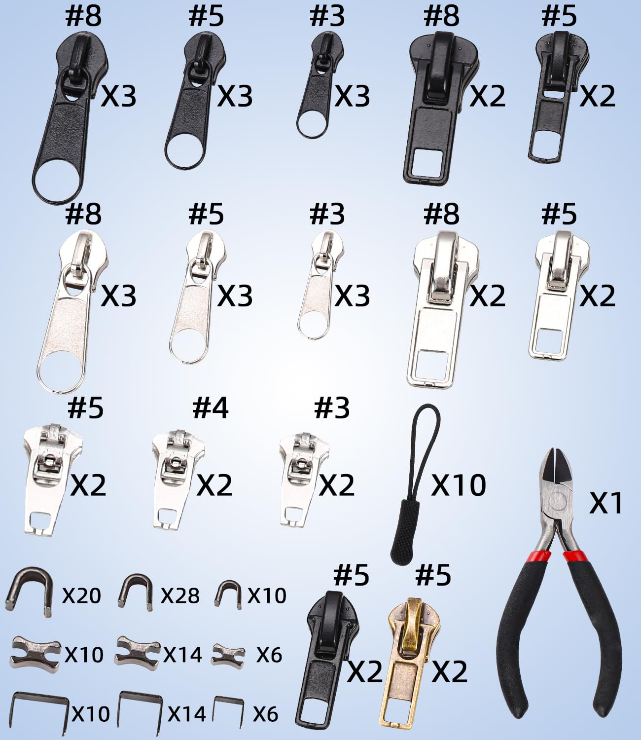 Kit Riparazione Cerniere 165 Pezzi - Per Vestiti, Borse, Jeans, Con Pinze, #3/4/5/8 - Foto 8