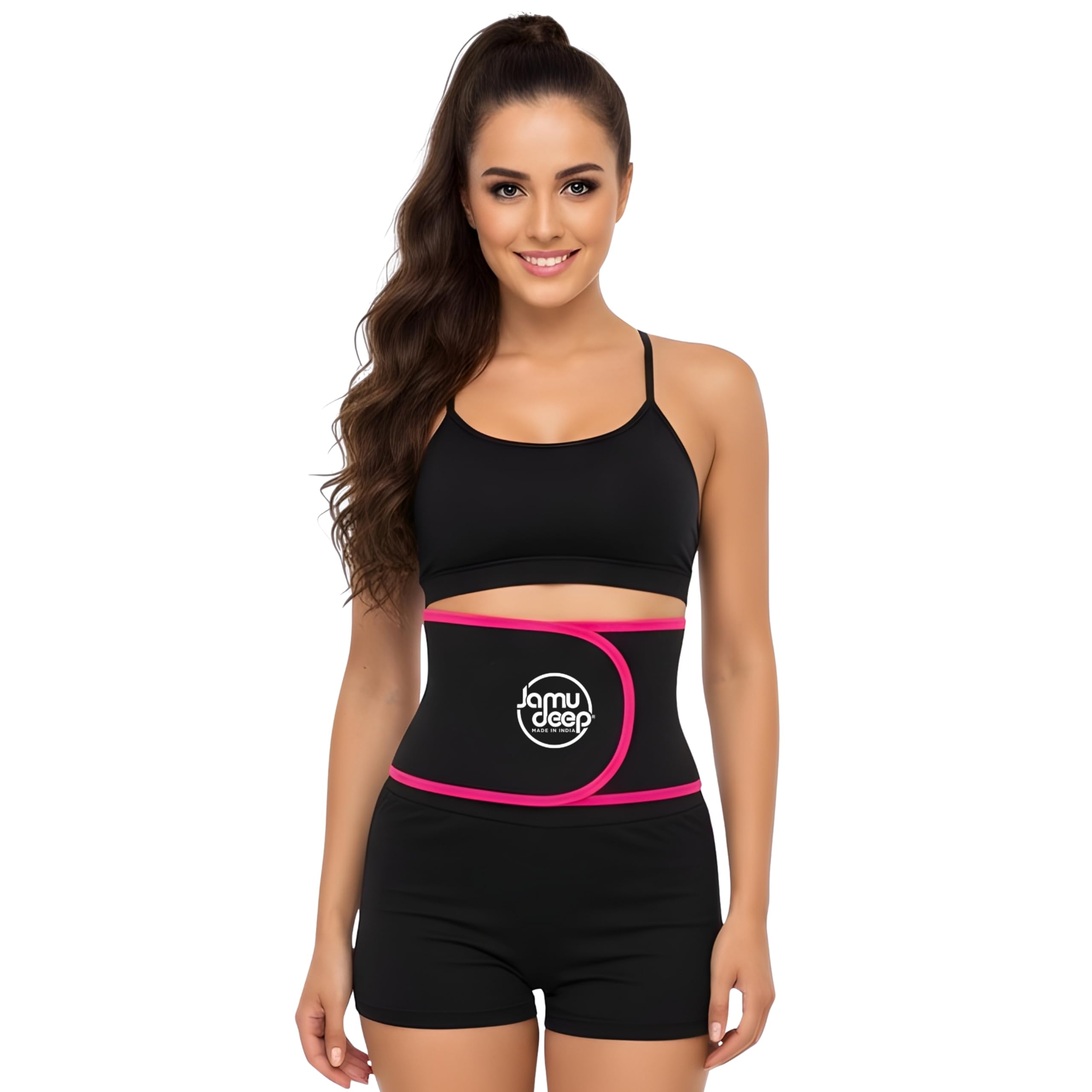 Jamudeep Sweat Belt for Men & Women | Made of Neoprene Waist Belt for Fat Burner | Waist Belt for Tummy Exercise | Sweat Belt for Fat Loss, Posture Support & Core Workout, Color - Pink (Free Size)-picture-11