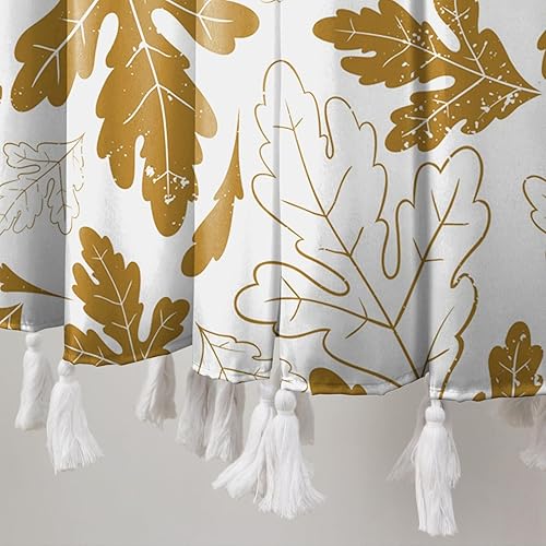 Miniatura 3 de Juego de cortinas de ducha de hojas amarillas con borla blanca, hojas botánicas abstractas, moderna cortina impermeable para baño con ganchos, 72 x