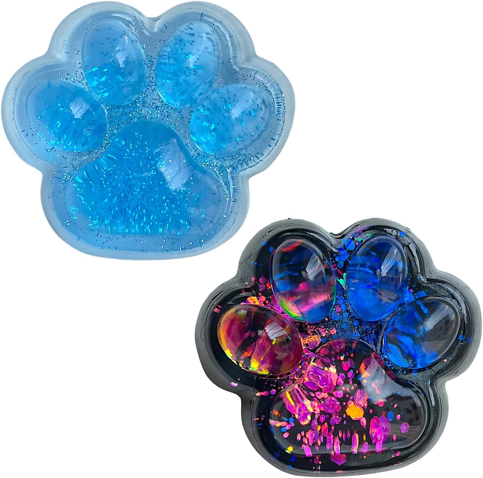 2PCS Taba Squishy，Cat paw，Very Sticky and Soft Squishy，Various Styles taba Squishy paw，with Cartoon Box，Surprise Gift for Kids and Adults. (Blue＆Two-Colour)