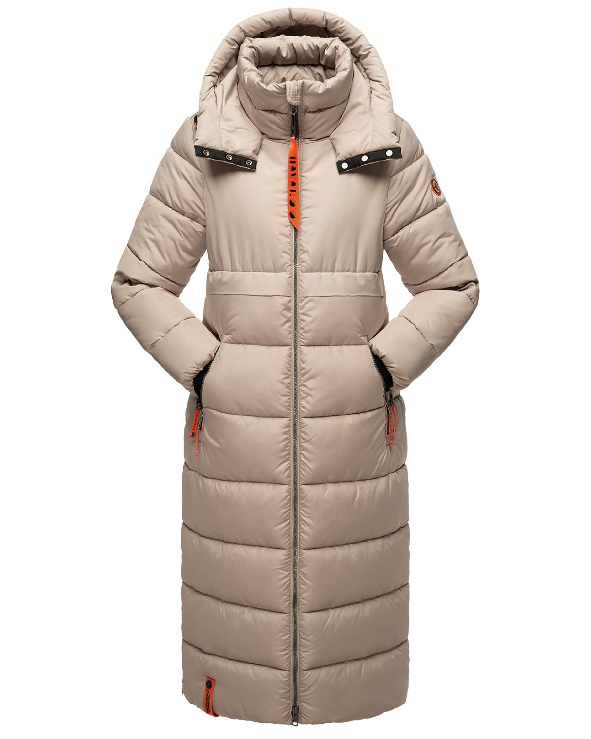Navahoo Women's Winter Coat Warm Quilted Coat with Hood Crystal Flower XS - 6XL, taupe, M