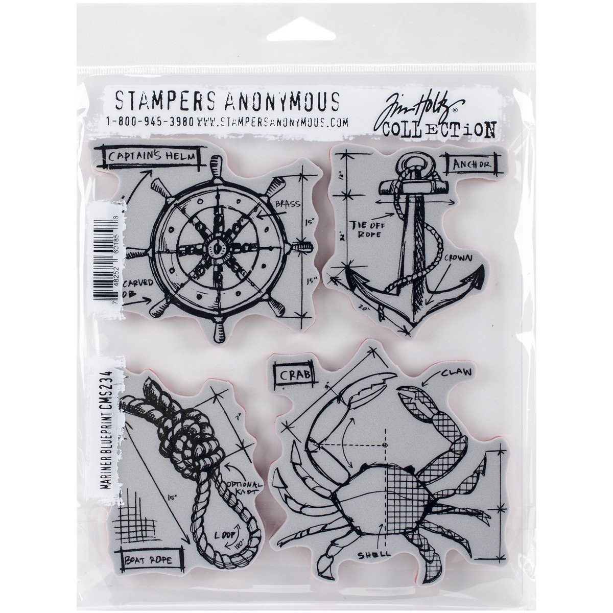 Stampers Anonymous Grey Stampers Anonymous_agw "Mariner Blueprint" Cling Mounted Stamp,