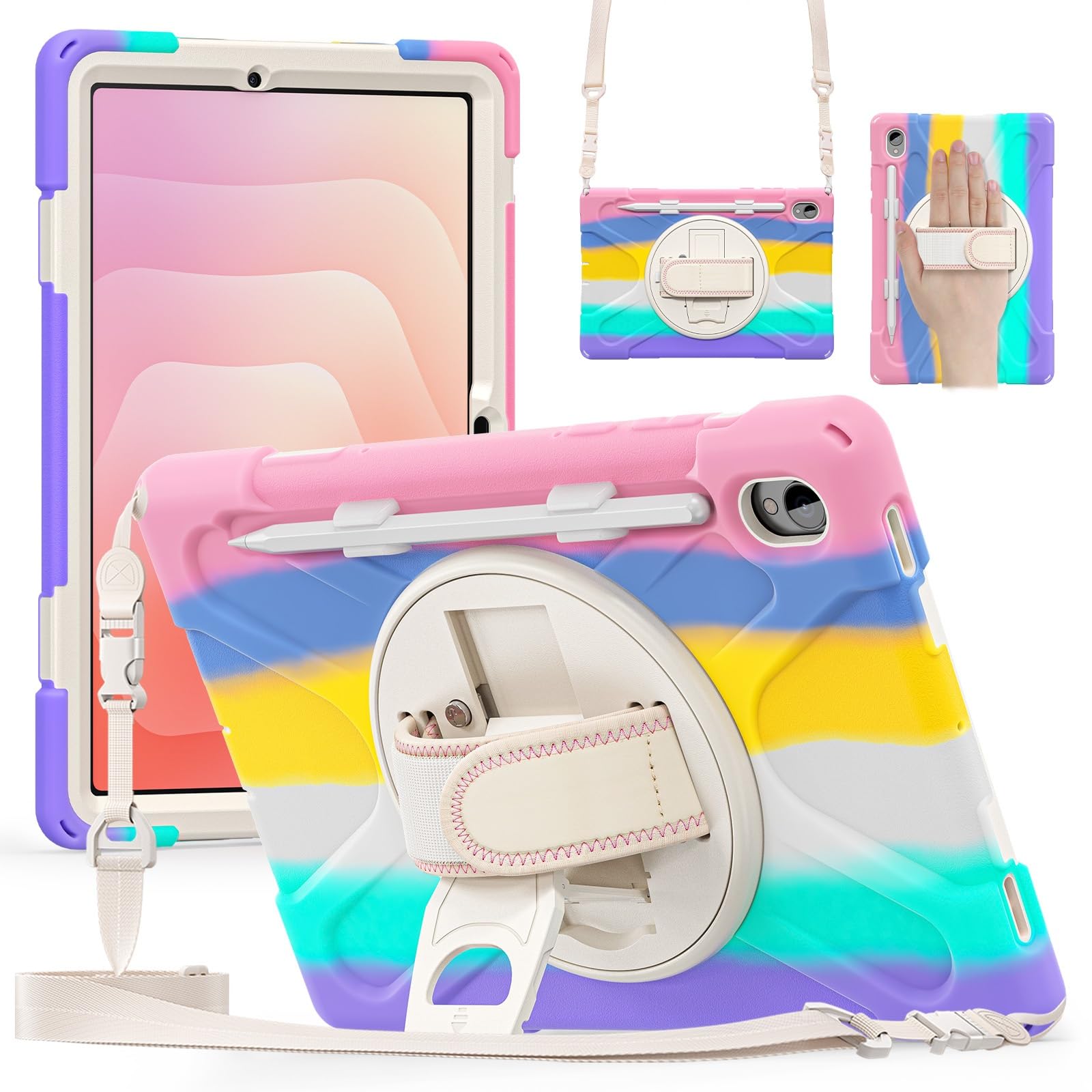 Kompatybilne z Samsung Galaxy Tab S11 5G 27.6 cm model 2025 (SM-X730/X736B) etui z uchwytem na długopis, wytrzymałe, odporne na wstrząsy i upadki, pokrowiec ochronny na pasek na ramię dla dzieci
