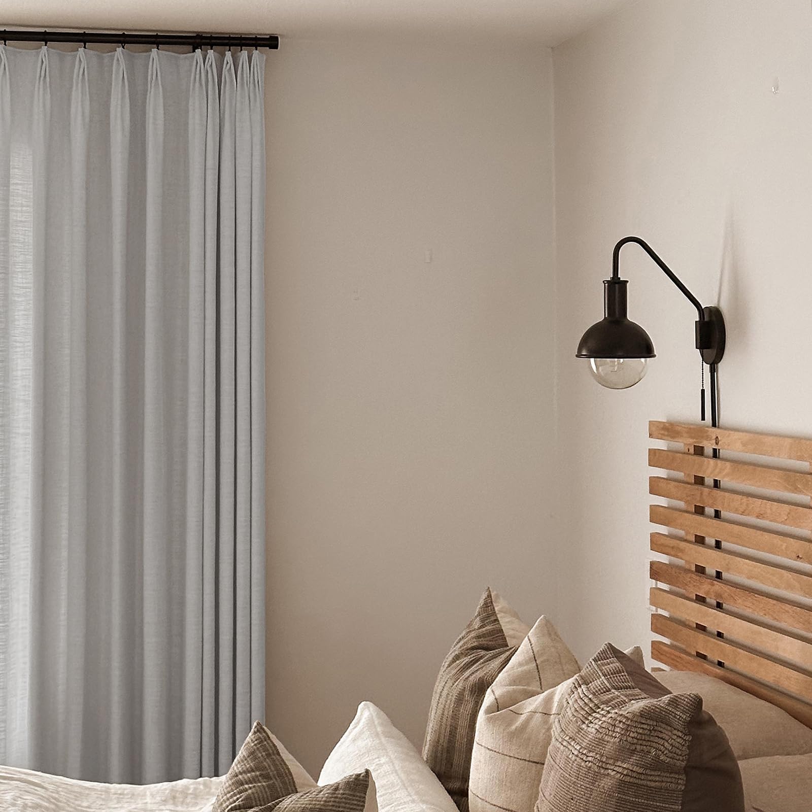 Amazon.com: TWOPAGES Fog Linen Pinch Pleated Light Filtering