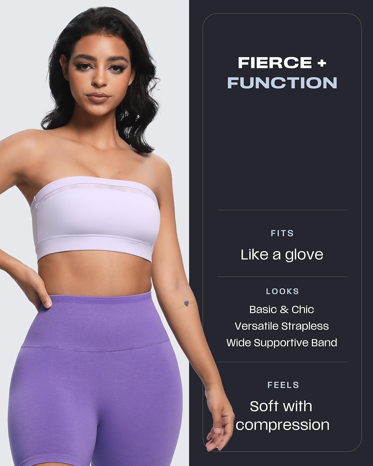 Aoxjox Women's Workout Strapless Bandeau Mesh Bras Training Fitness Running Yoga Crop Tank - Image 2